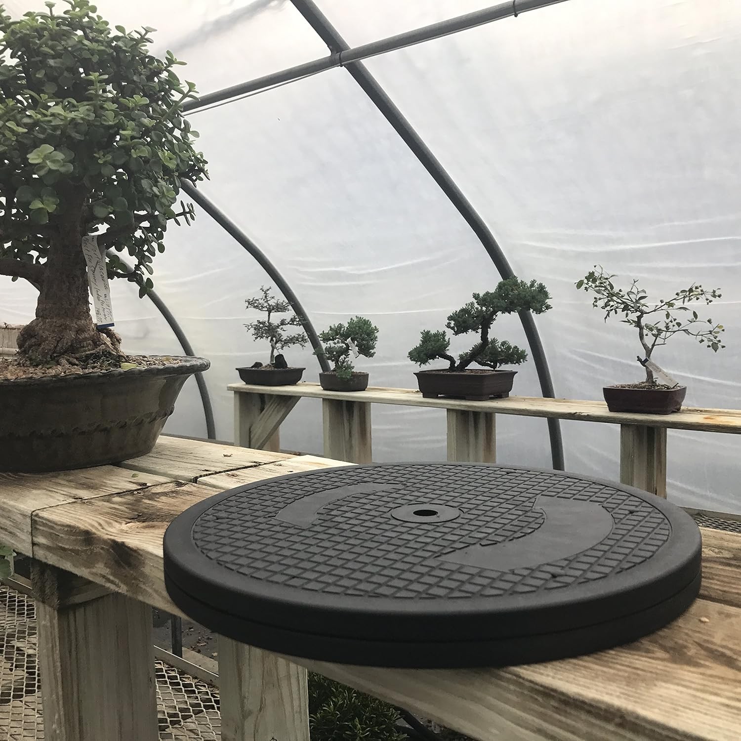 Mighty Mini Bonsai Tree Turntable 12.5″ Base Stainless Steel Ball 12.5, Black