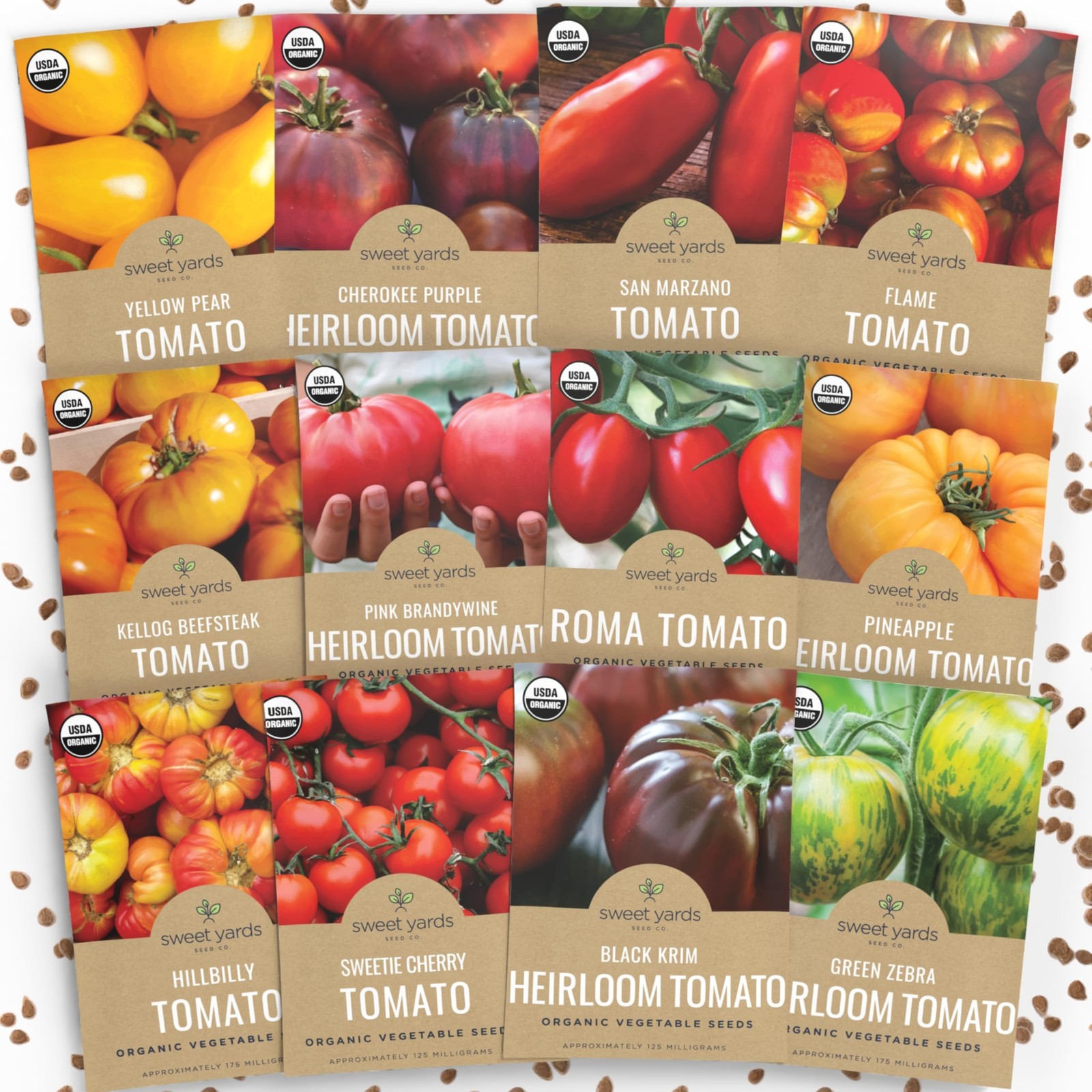 Organic Tomato Seeds Variety Pack – 12 Varieties – Gardener Pack, Black,Green