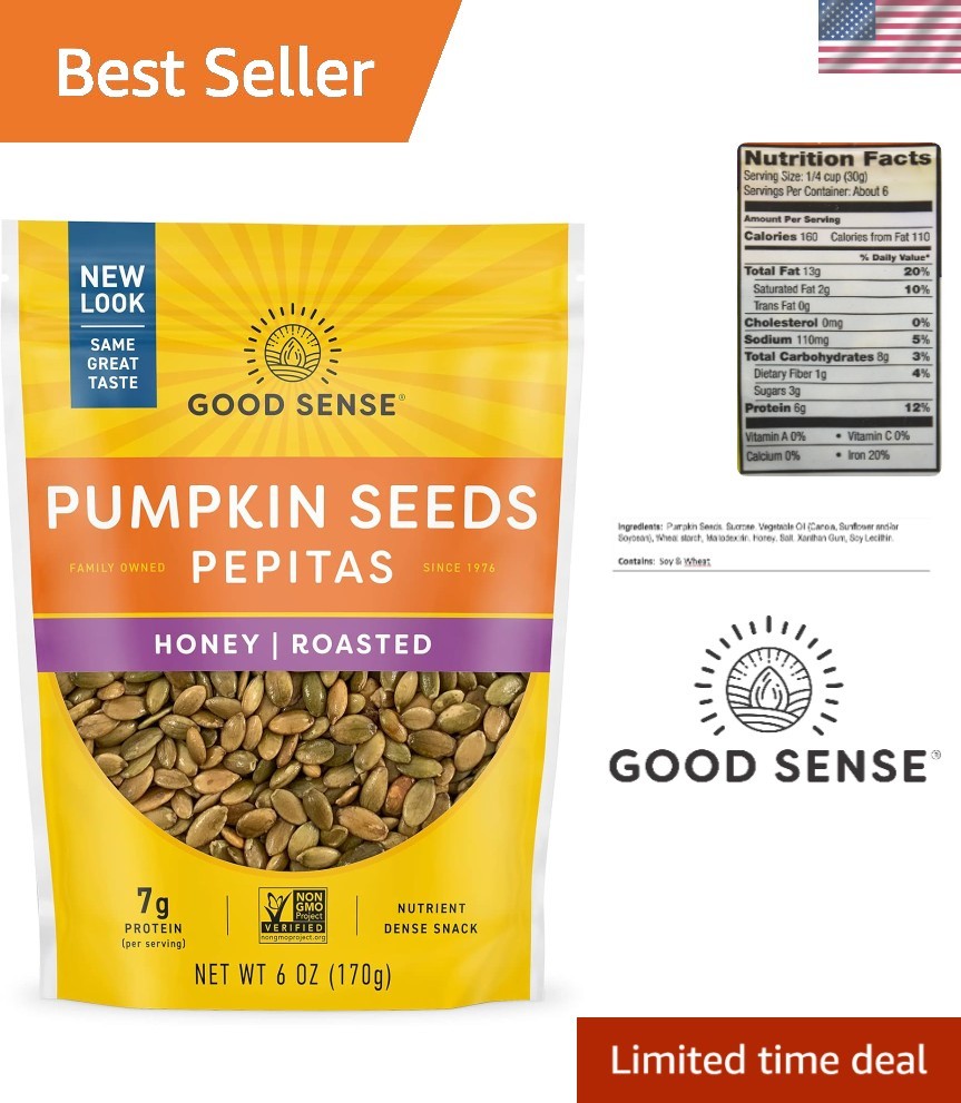 6 Ounce Honey Roasted Pumpkin Seeds Pepitas – Healthy Non-Perishable Snack
