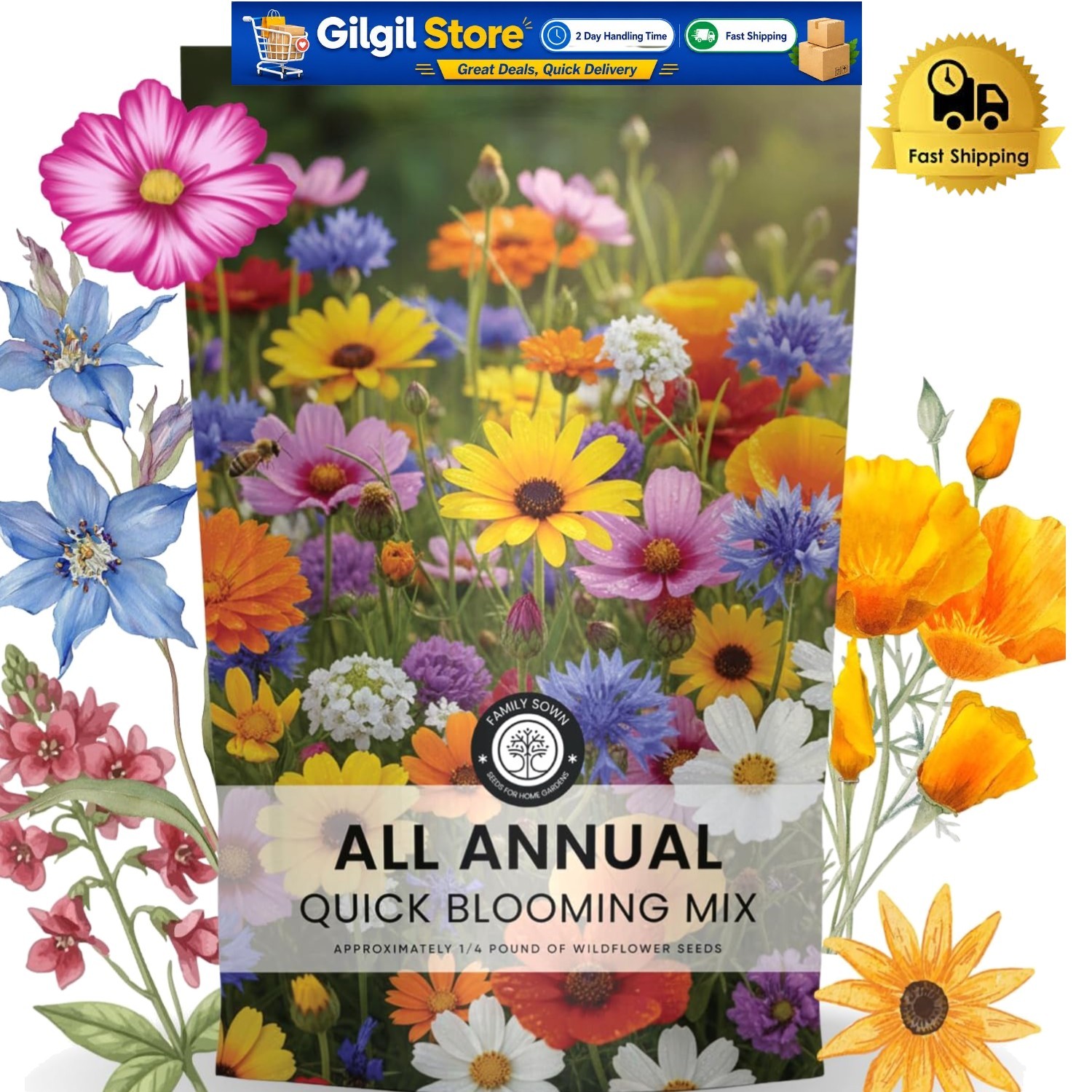 Transform Your Garden with 67,000 Quick-Blooming Annual Seeds – 4 Ounce Pack
