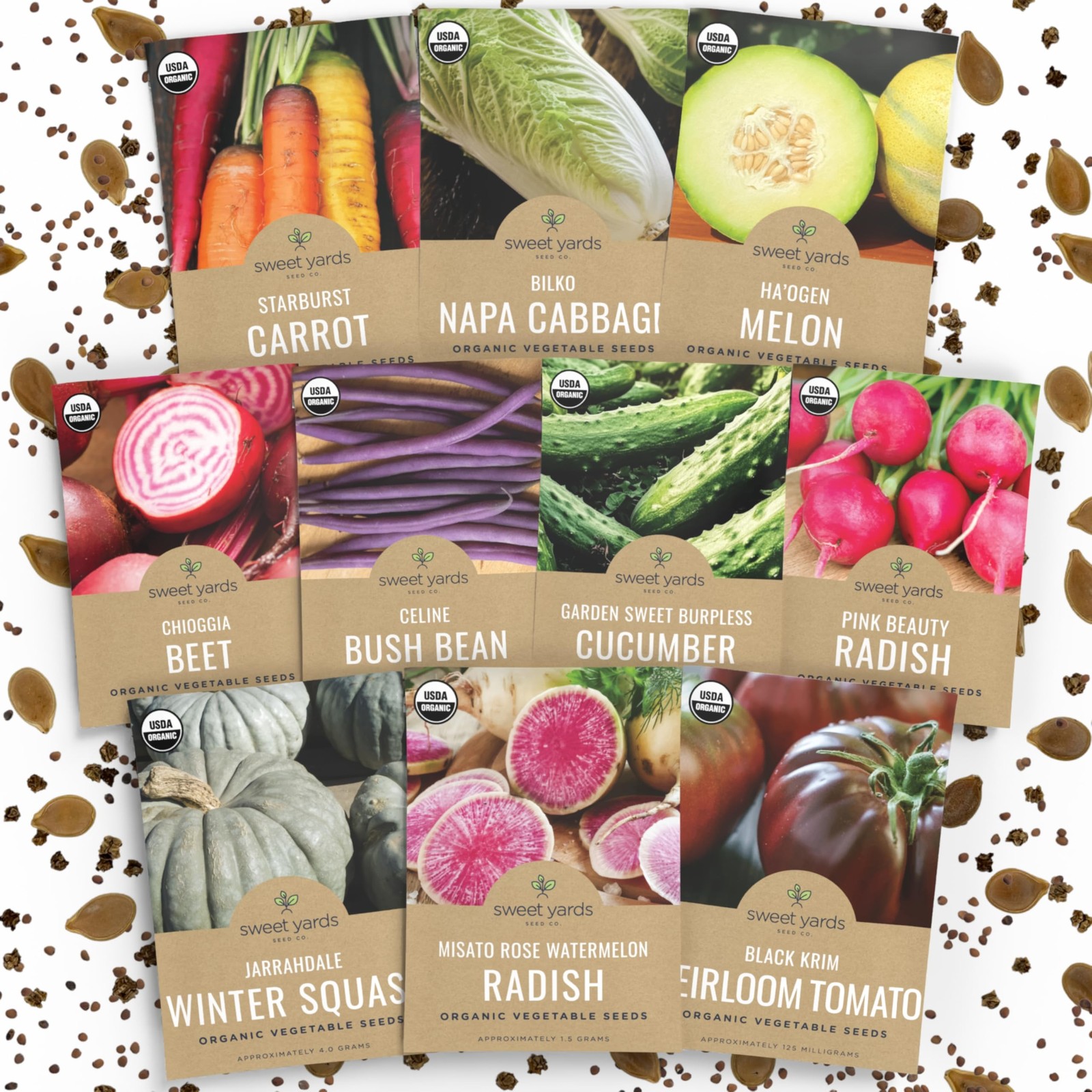 Organic Unique Varities – Seed Variety Pack – 10 Individual Packs – Exotic