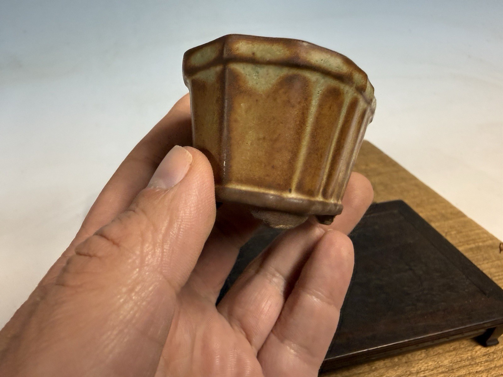 Japanese Unknown Maker Shohin Bonsai Tree Pot 3 By 1 5/8” Unusual Piece