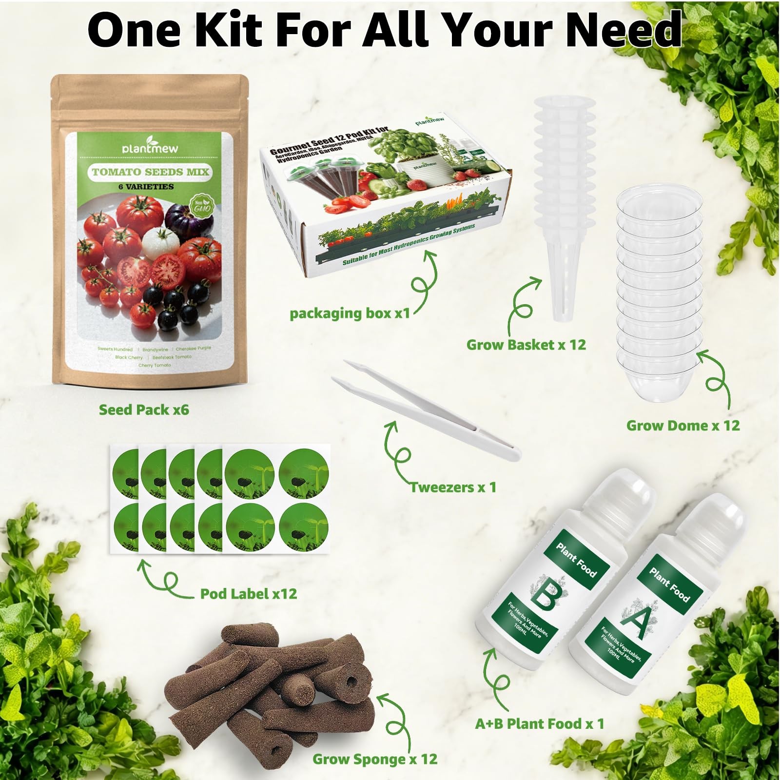 Hydroponic Tomato Seed Kit 12 Pods, 6 Varieties, High Germination Rate