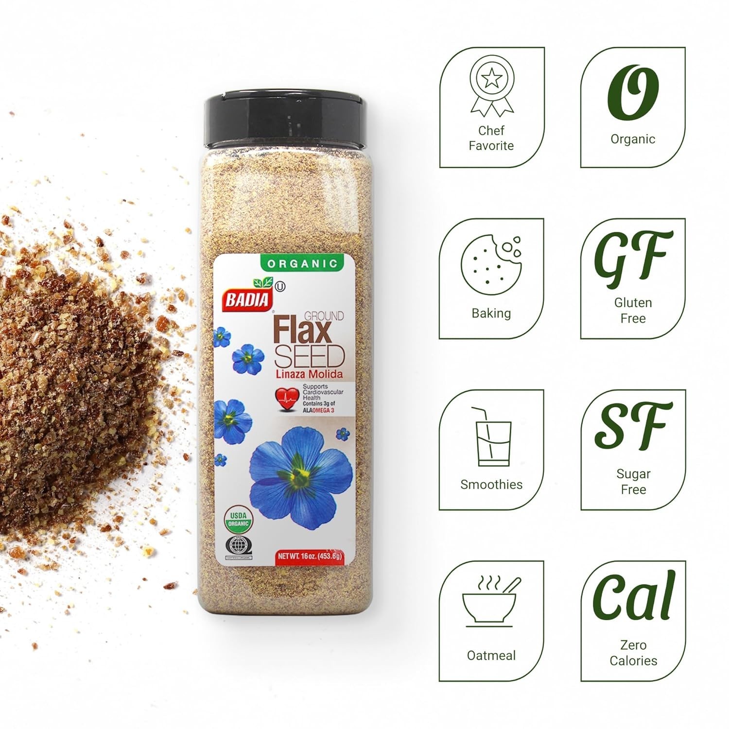 Organic Ground Flax Seed, 16 oz – Nutrient-Rich Superfood for Cooking & Baking