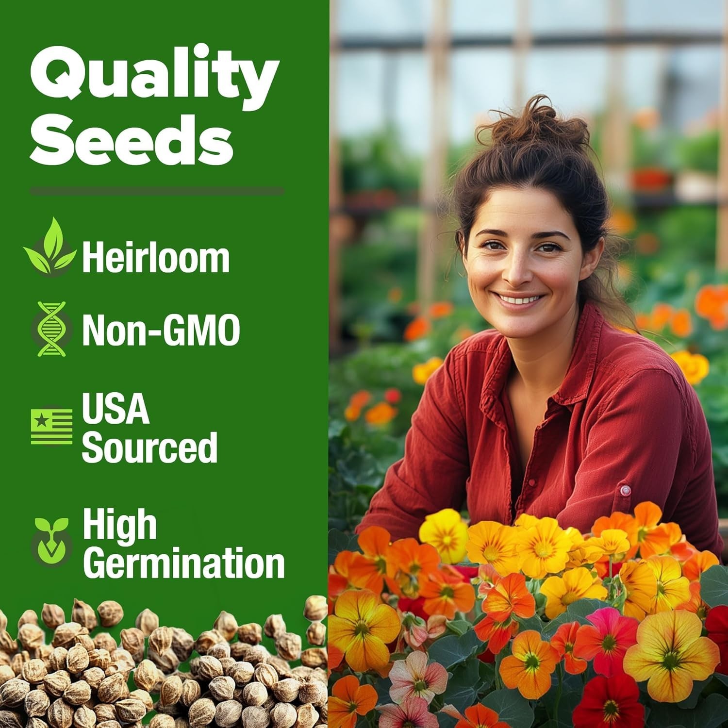 Gorgeous 250+ Edible Nasturtium Seeds for Gardeners – Fast Germination, USA Made