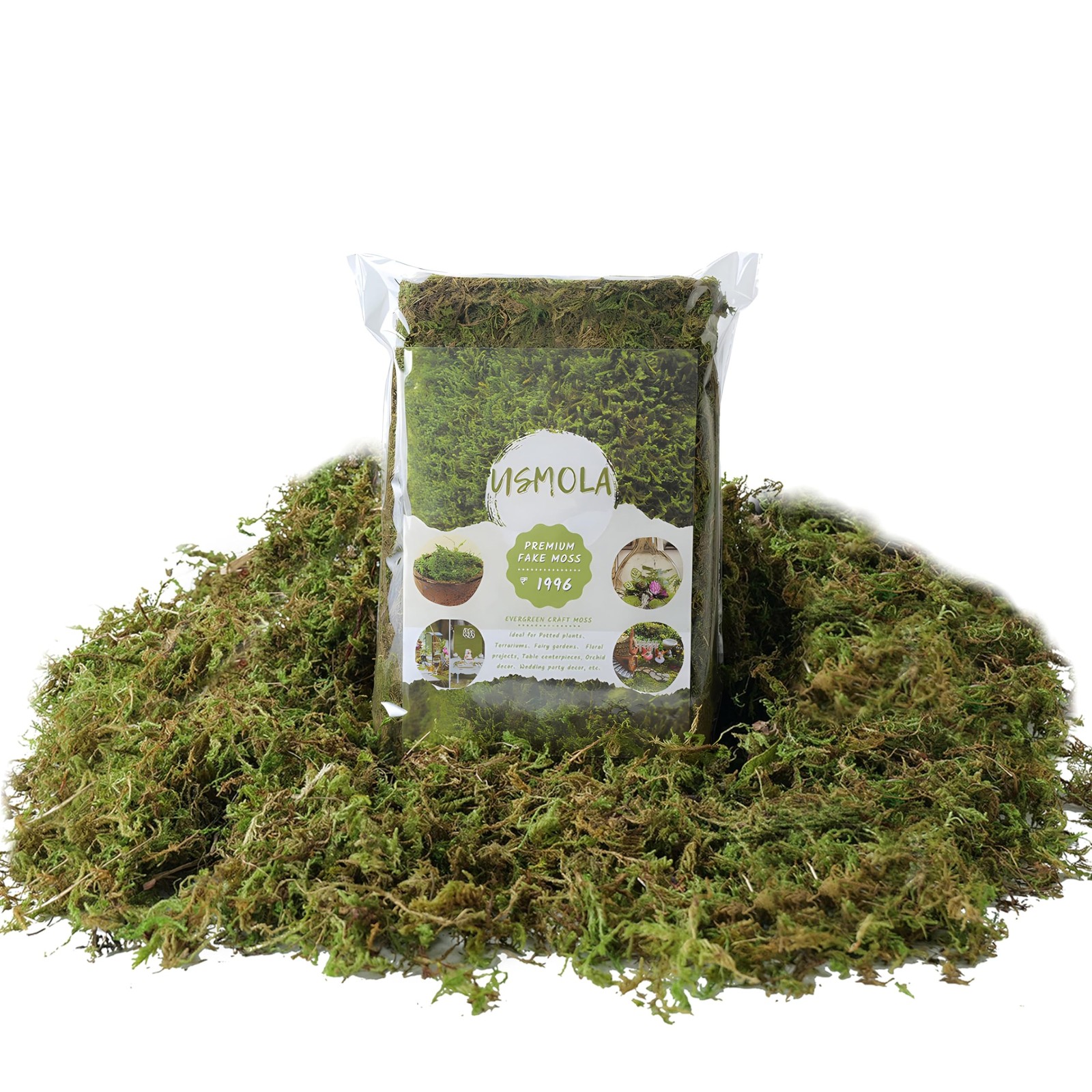 USMOLA Fake Green Moss for Potted Plants, 4OZ (113g), Fresh 140gr