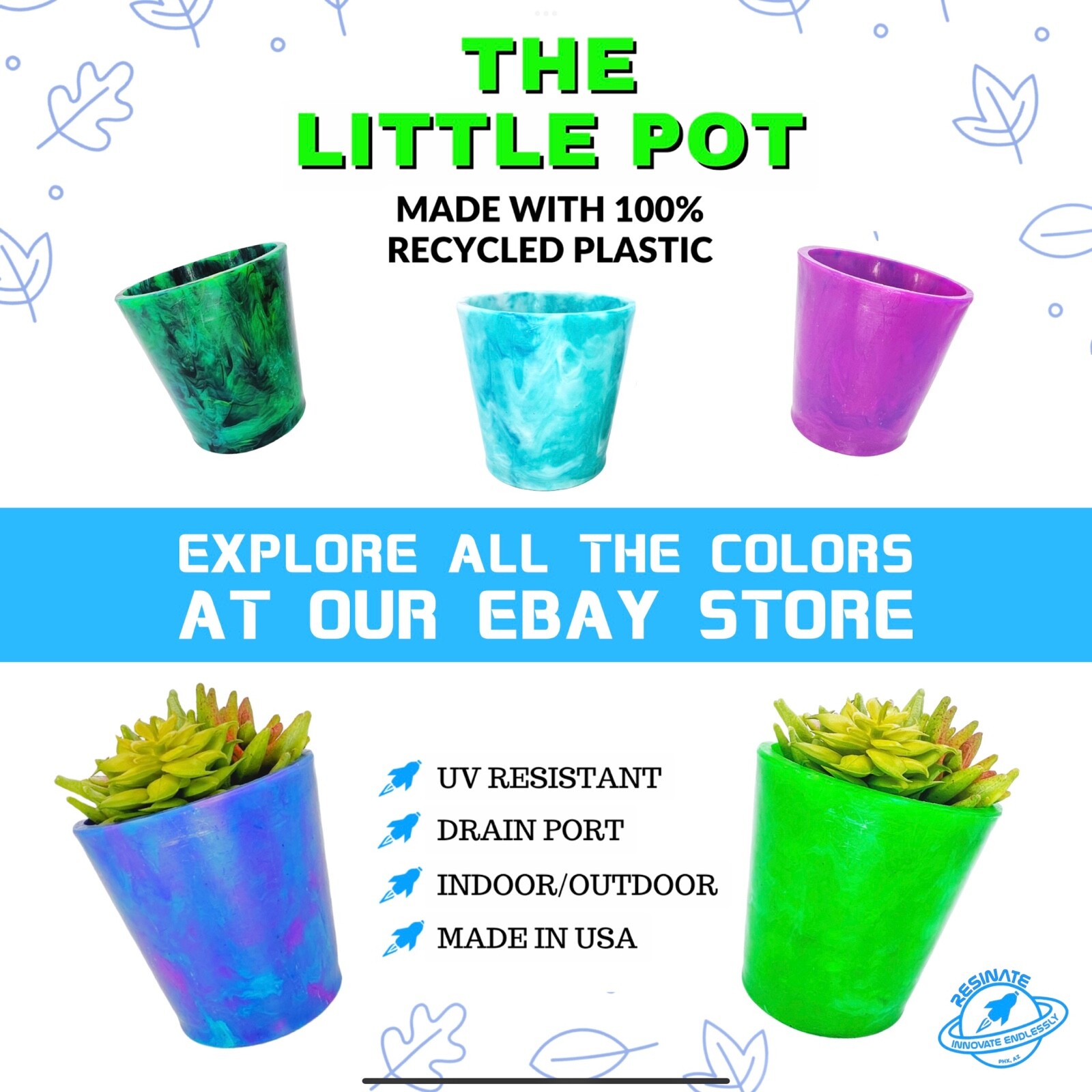 The Little Pot | Planter Pot By Resinate | 100% Recycled Plastic | Fusion