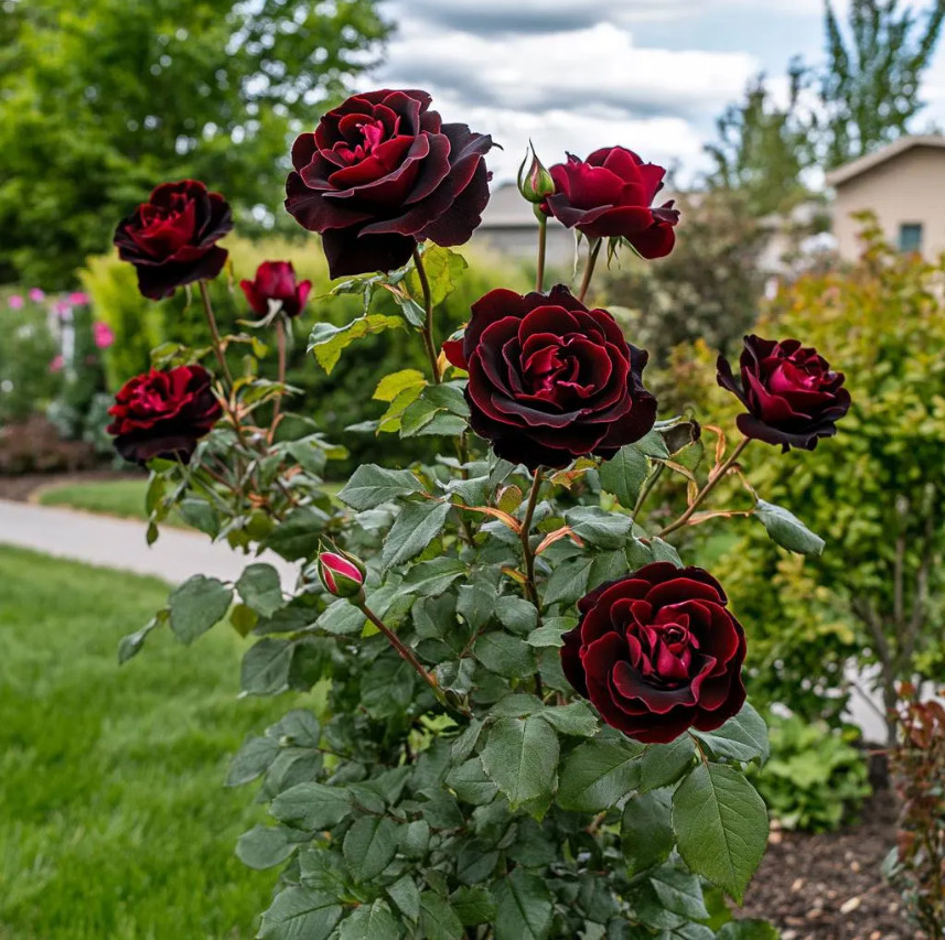 Black Baccara Roses Live Starter Plant Dark Red to Black Blooms 4-6″Tall No Pot
