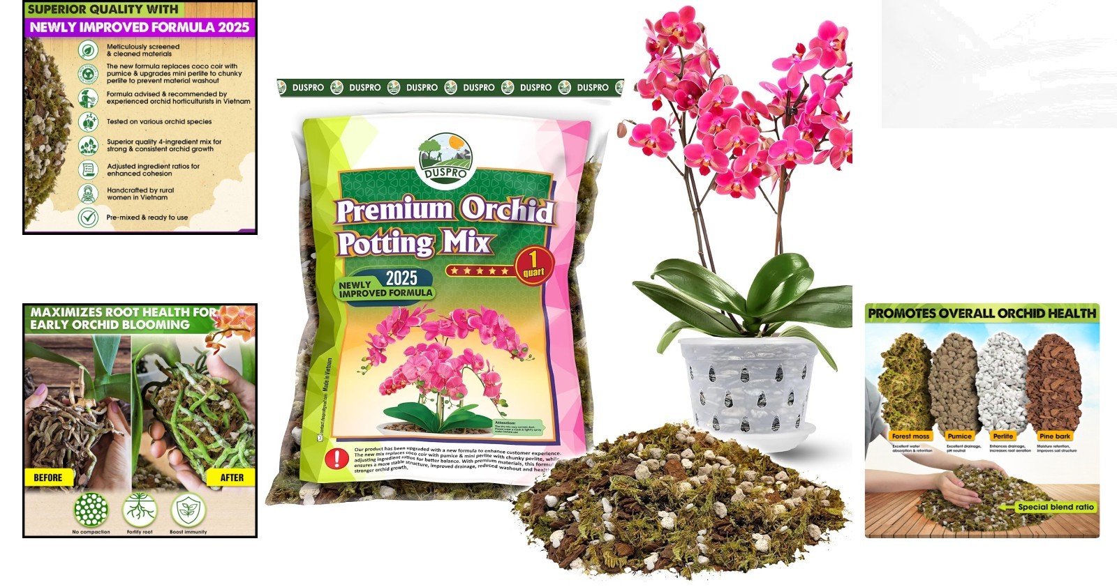 1 Quart Orchid Repotting Soil with Enhanced Drainage – Perfect for Indoor Use