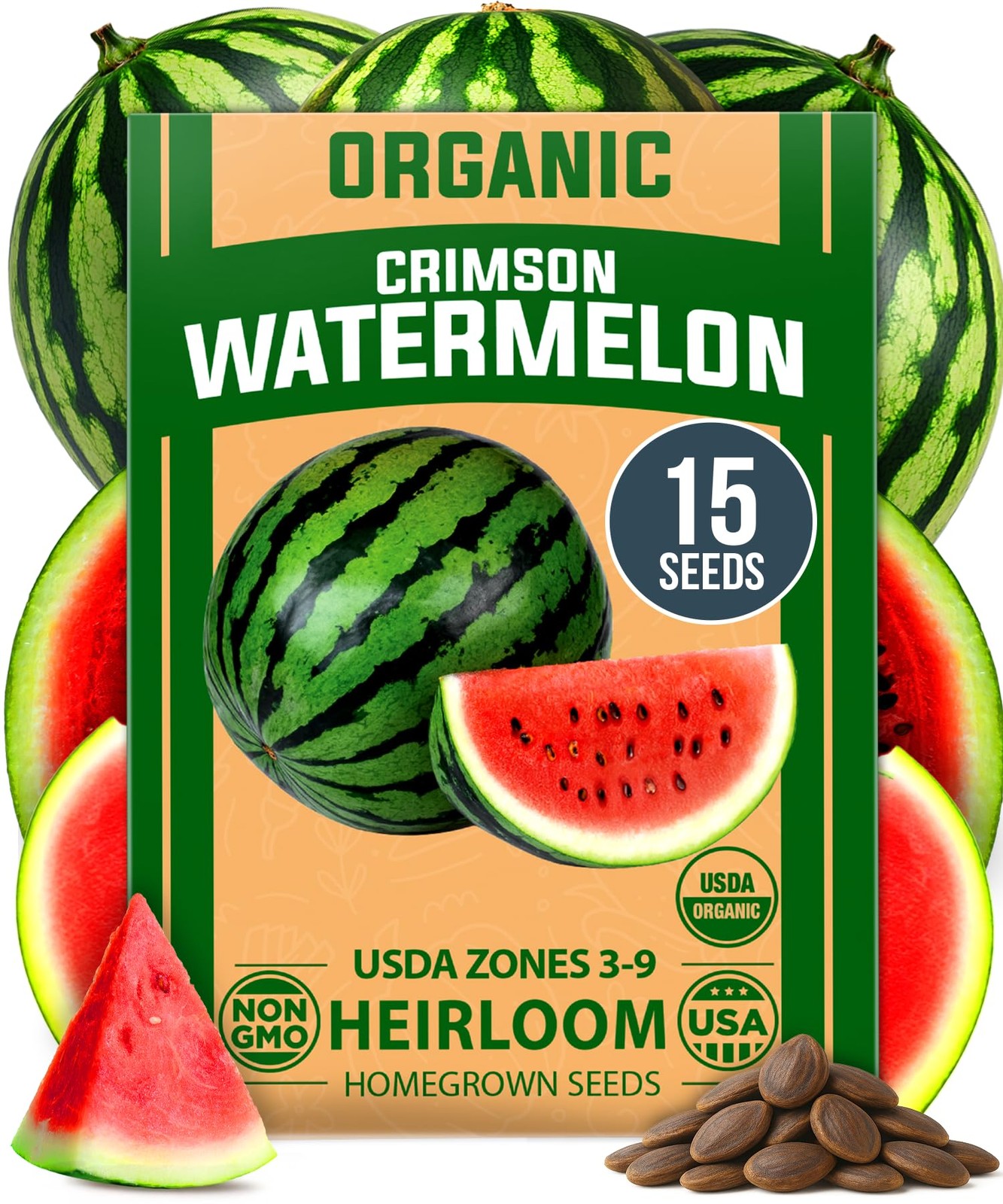 Organic Watermelon Seeds Non-GMO Heirloom for Home Gardens – Citrullus lanatus