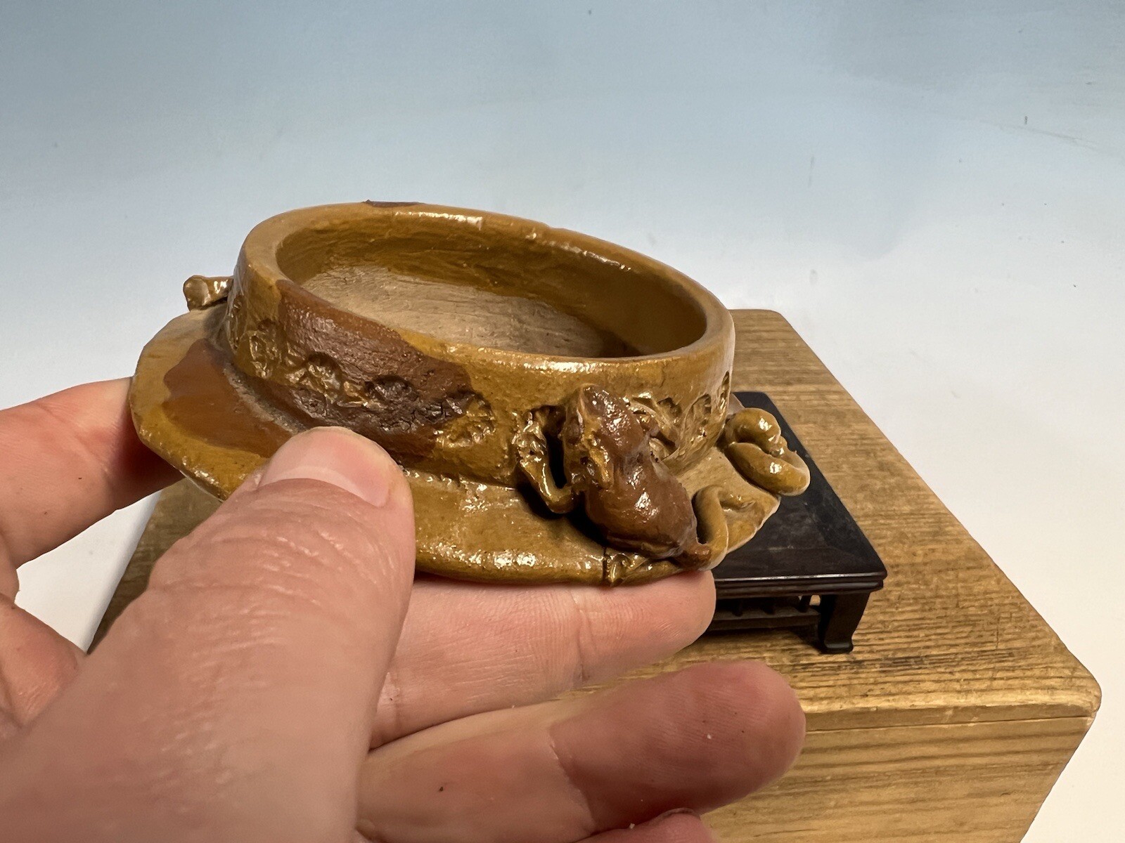 Japanese Unknown Maker Shohin Sized Bonsai Tree Pot 3 1/8 By 2” The Rat Pot
