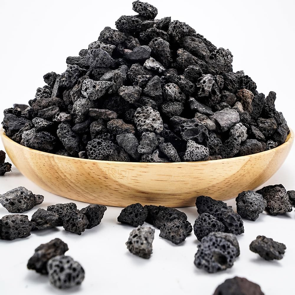 TOYPOPOR 6Lb Black Lava Rock for Plants, Natural Horticultural Volcanic Grit