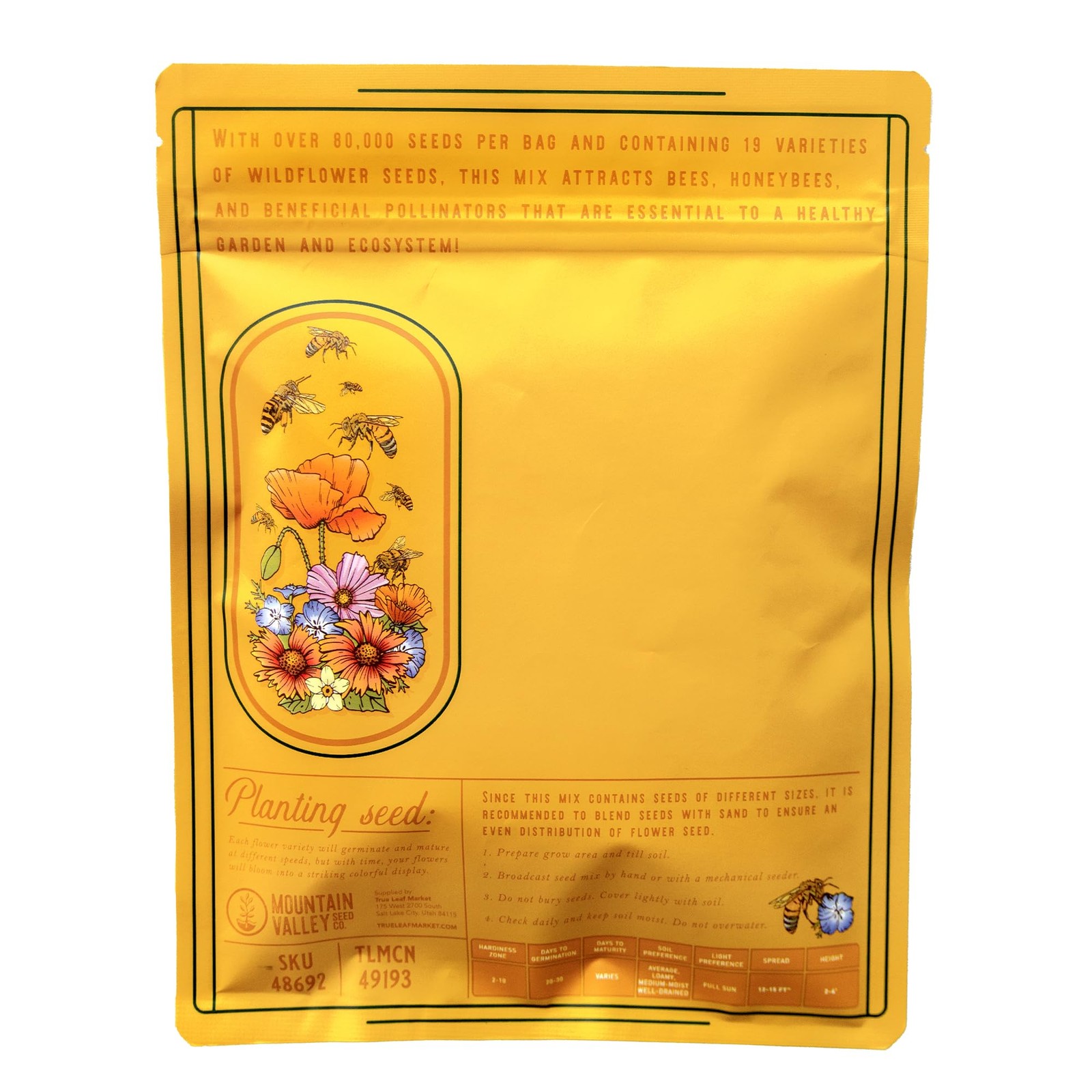 Mountain Valley Seed Co Wildflower Seed 2 Oz. 80,000+ Seeds – Save the Bees