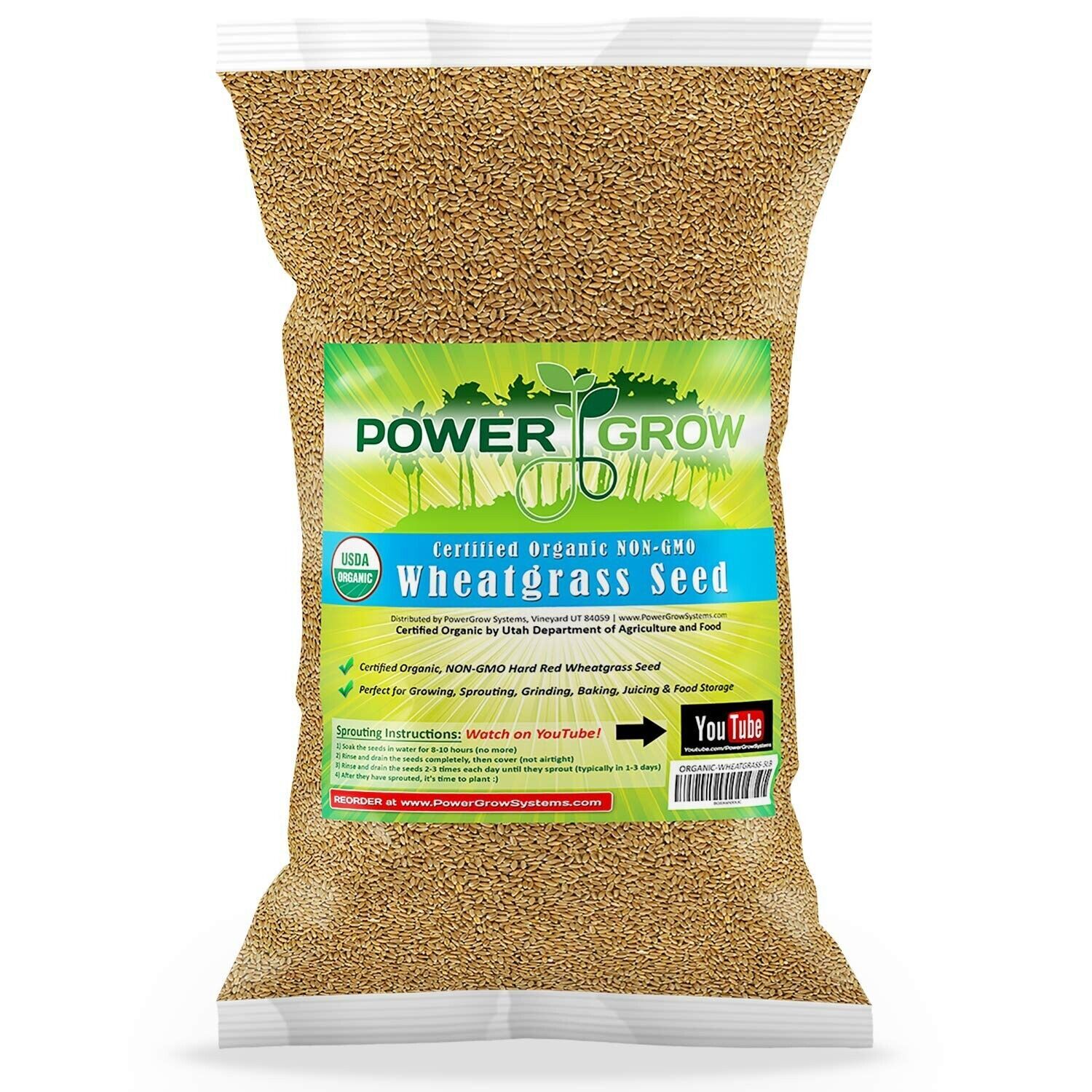 Organic Wheatgrass Seed Certified Organic Hard Red Wheat 5lb FD105