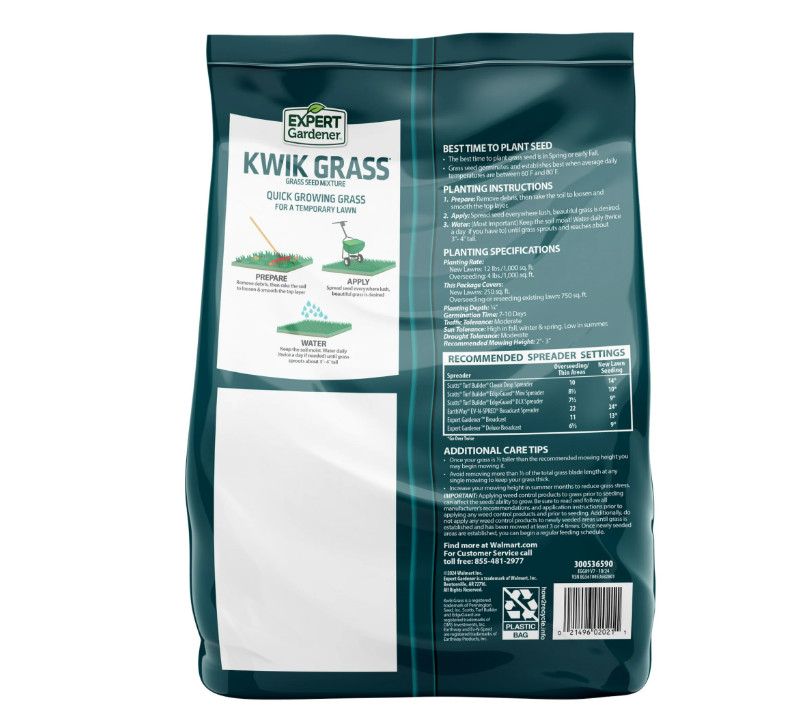 Kwik Grass Seed Mix, for Sun to Partial Shade, Quick Repair 3 Lb.