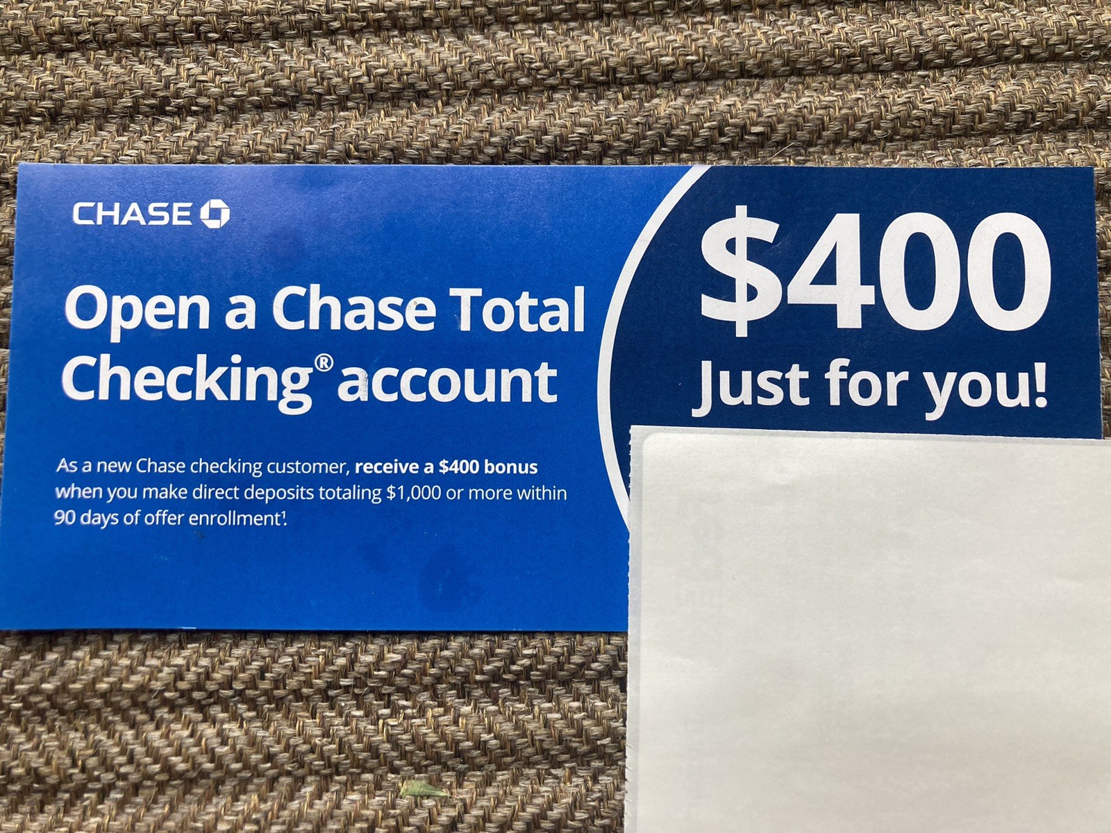Chase $400 Bonus Exp 07/15/2026 New Total Checking Acct Please Read Description