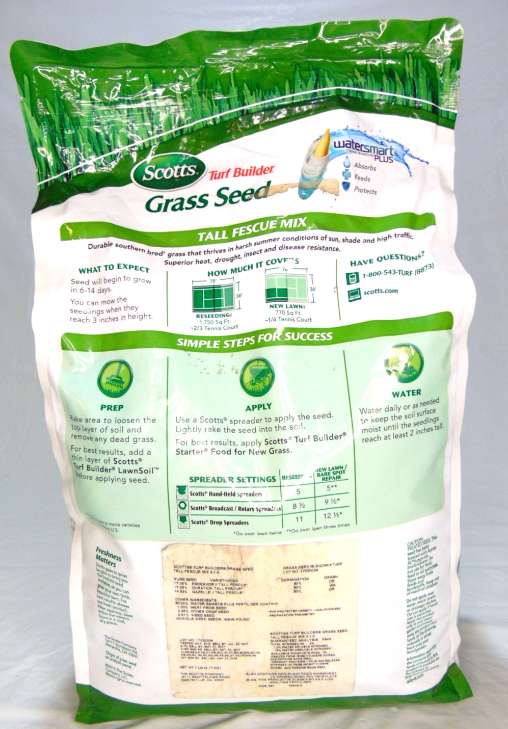 Scotts Turf Builder Grass Seed Tall Fescue Mix 7 lb Watersmart Plus