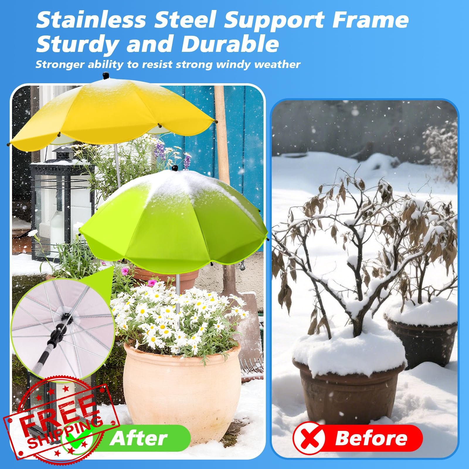Twintaogo 4 Pcs Yellow Blue Pink Green Plant Umbrellas