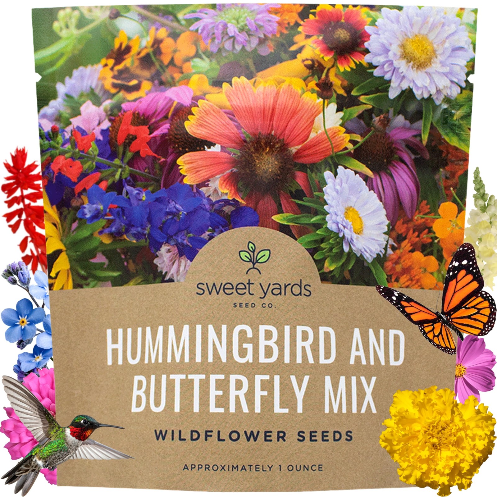 Wildflower Seeds Butterfly and Humming Bird Mix – 1 Ounce, Multiple Colors
