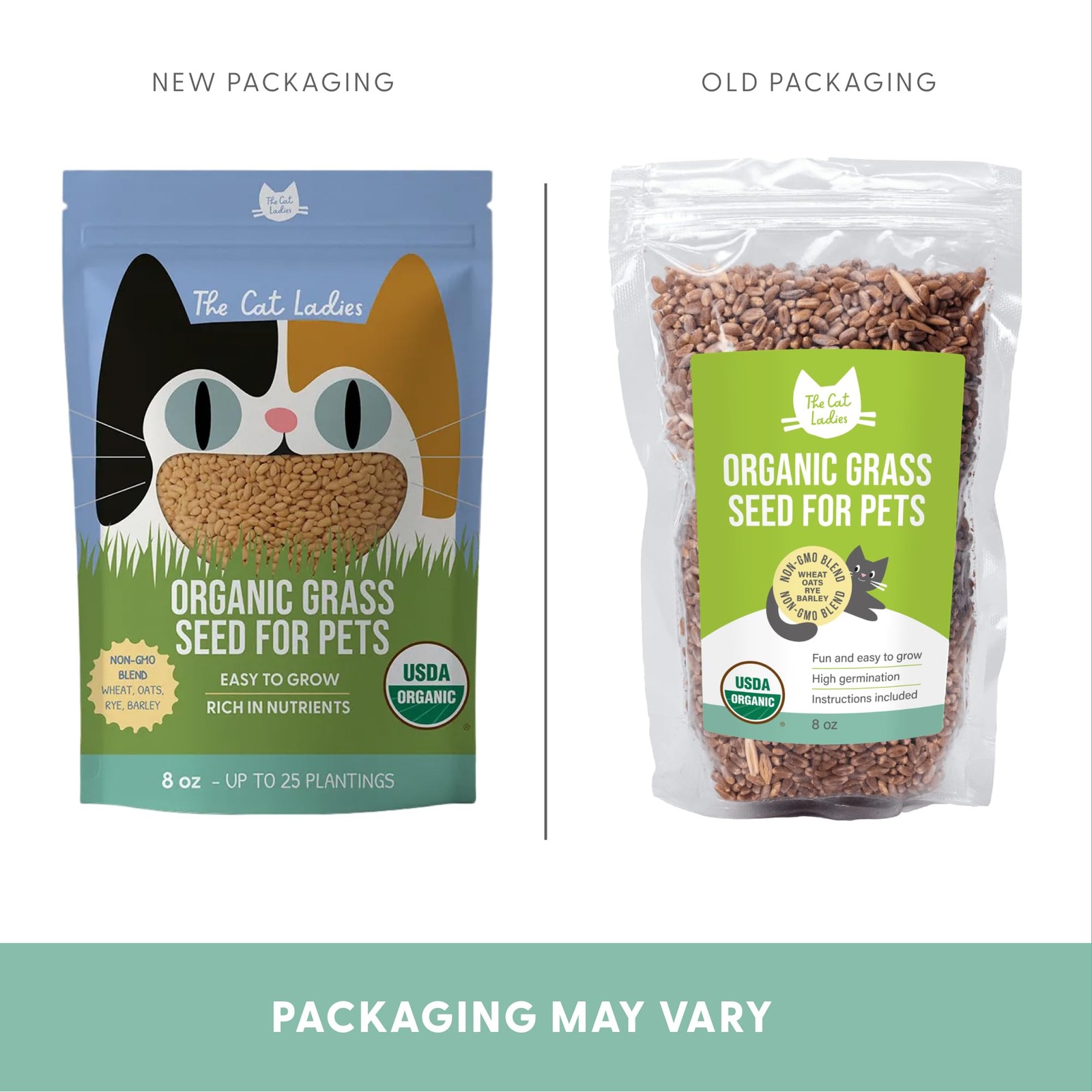 Organic Cat Grass Seeds for Indoor Cats – Non-GMO, 8 oz