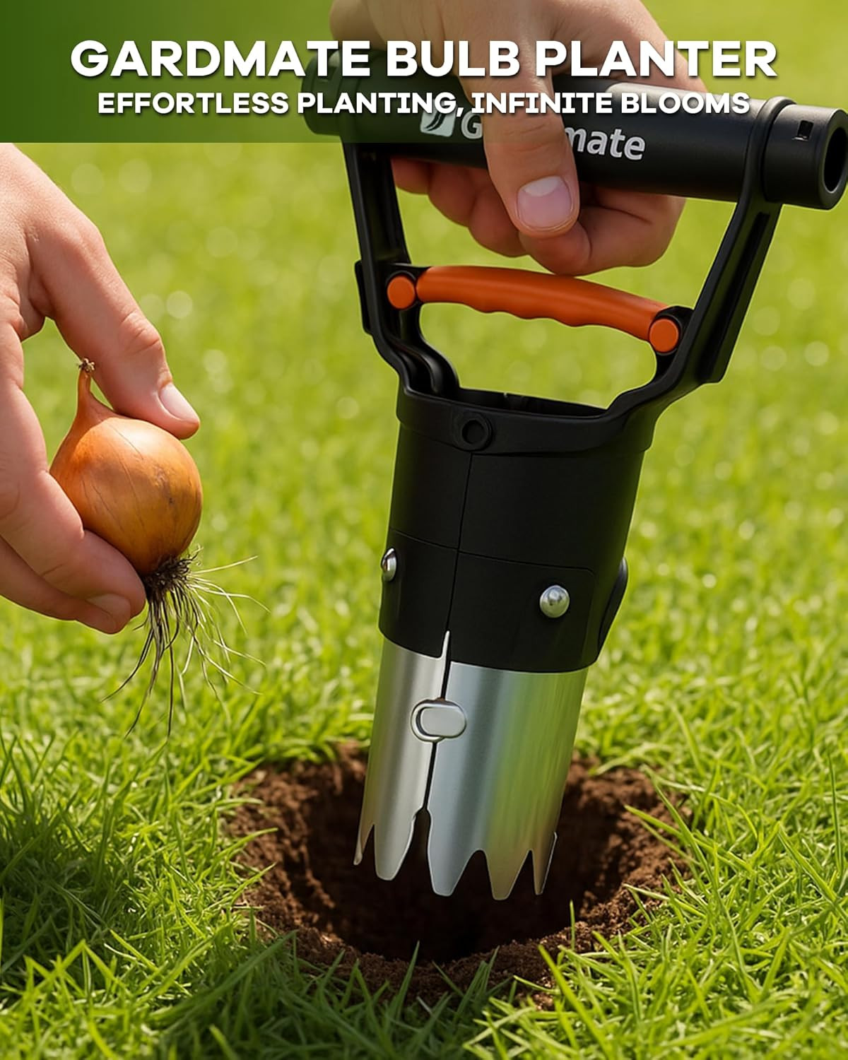 Bulb Planter Tool – One-Touch Automatic Bulb Planter for Bulbs, Seeds & Seedling