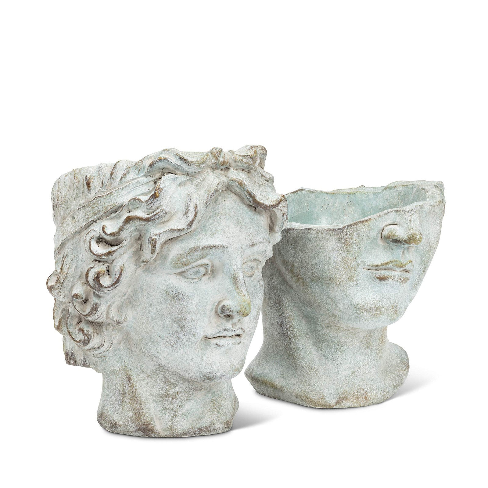 Abbott Collection Athens Half Male Face Planter – Cement, Grey (7″ H)