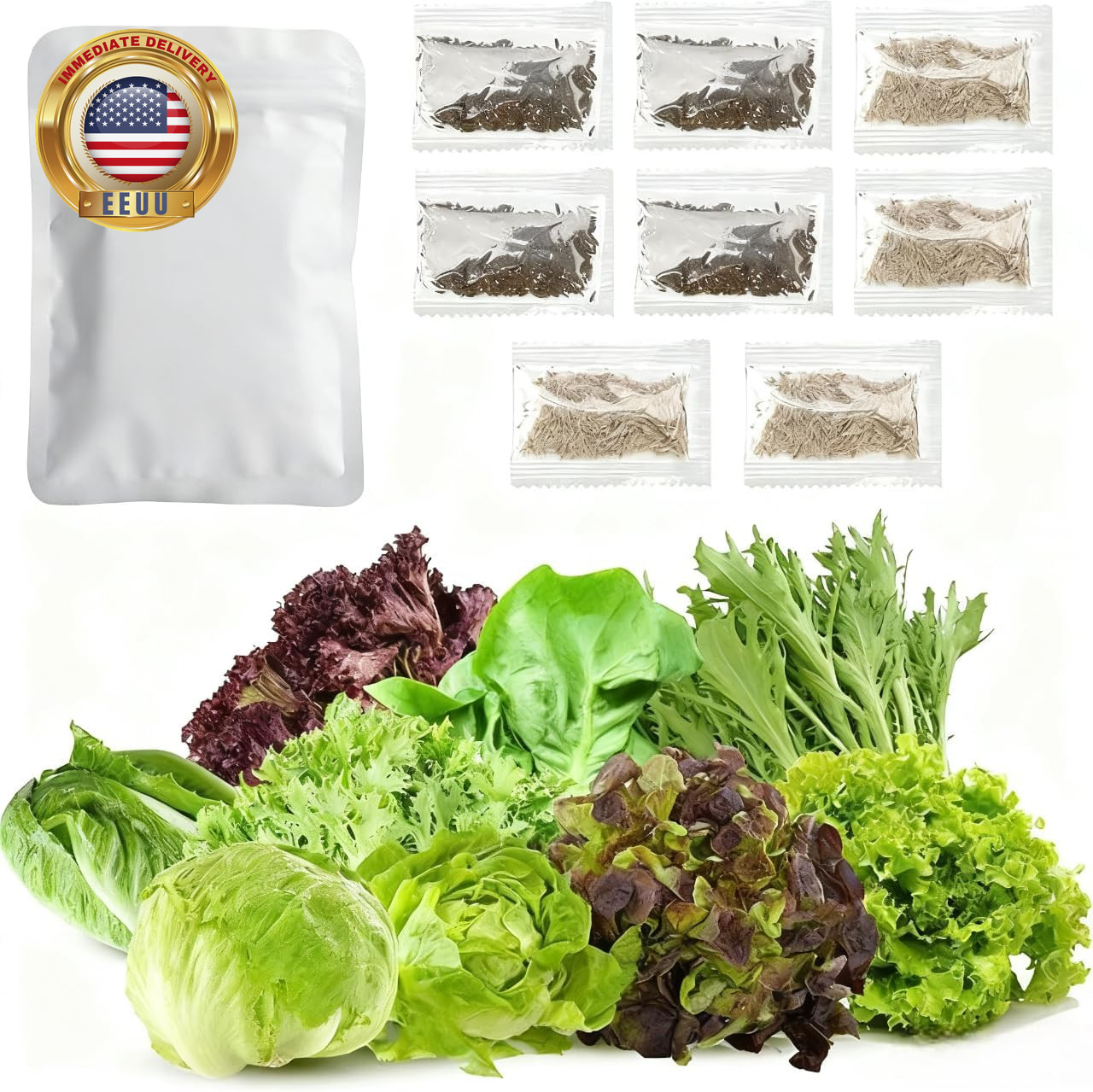 8 Varieties Greens Seeds Pack – 3,200+ Seeds (400 Seeds Each) Non-Gmo Heirloom S