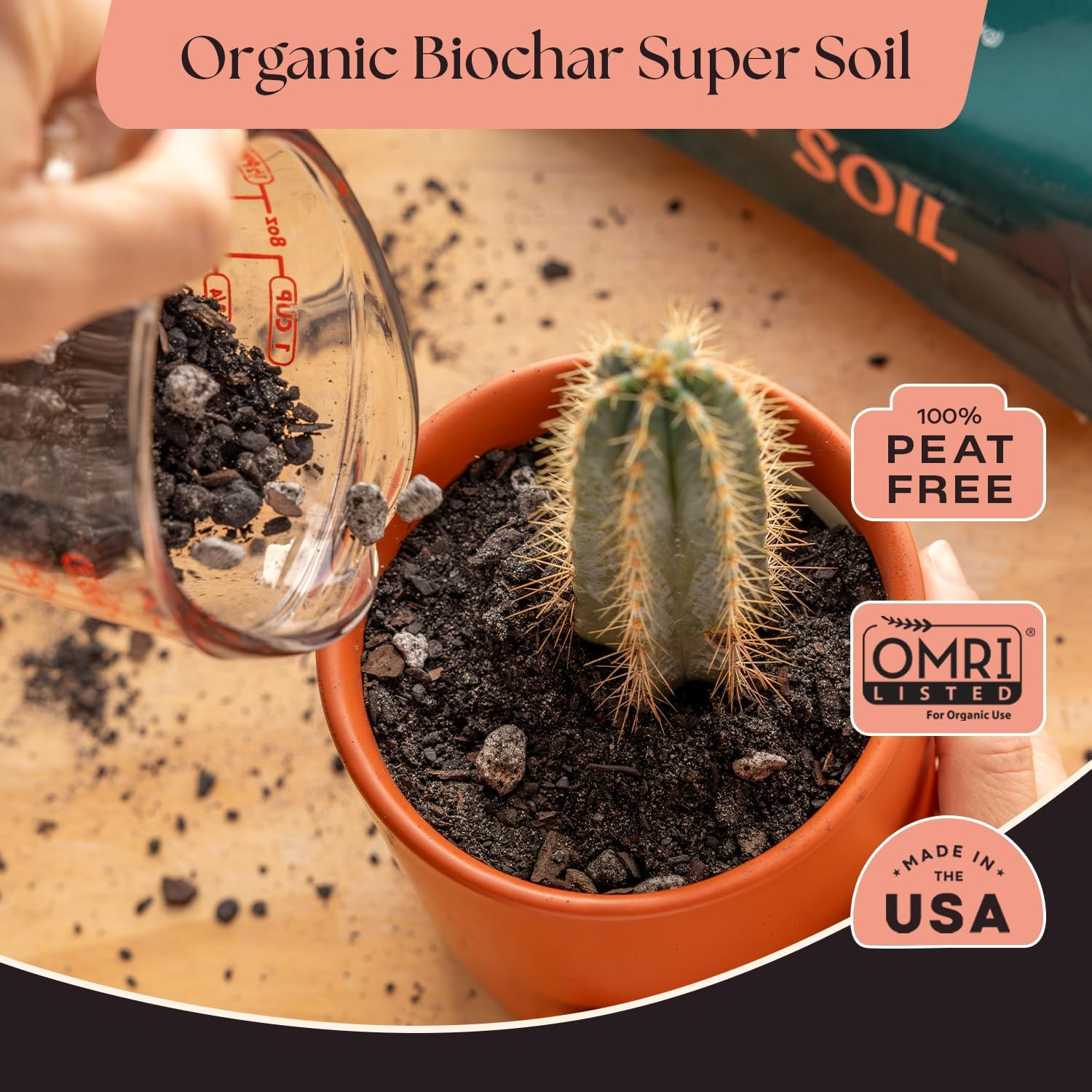 Cactus & Succulent Potting Mix, 4 Quarts | Organic Succulent Potting Soil, Chunk