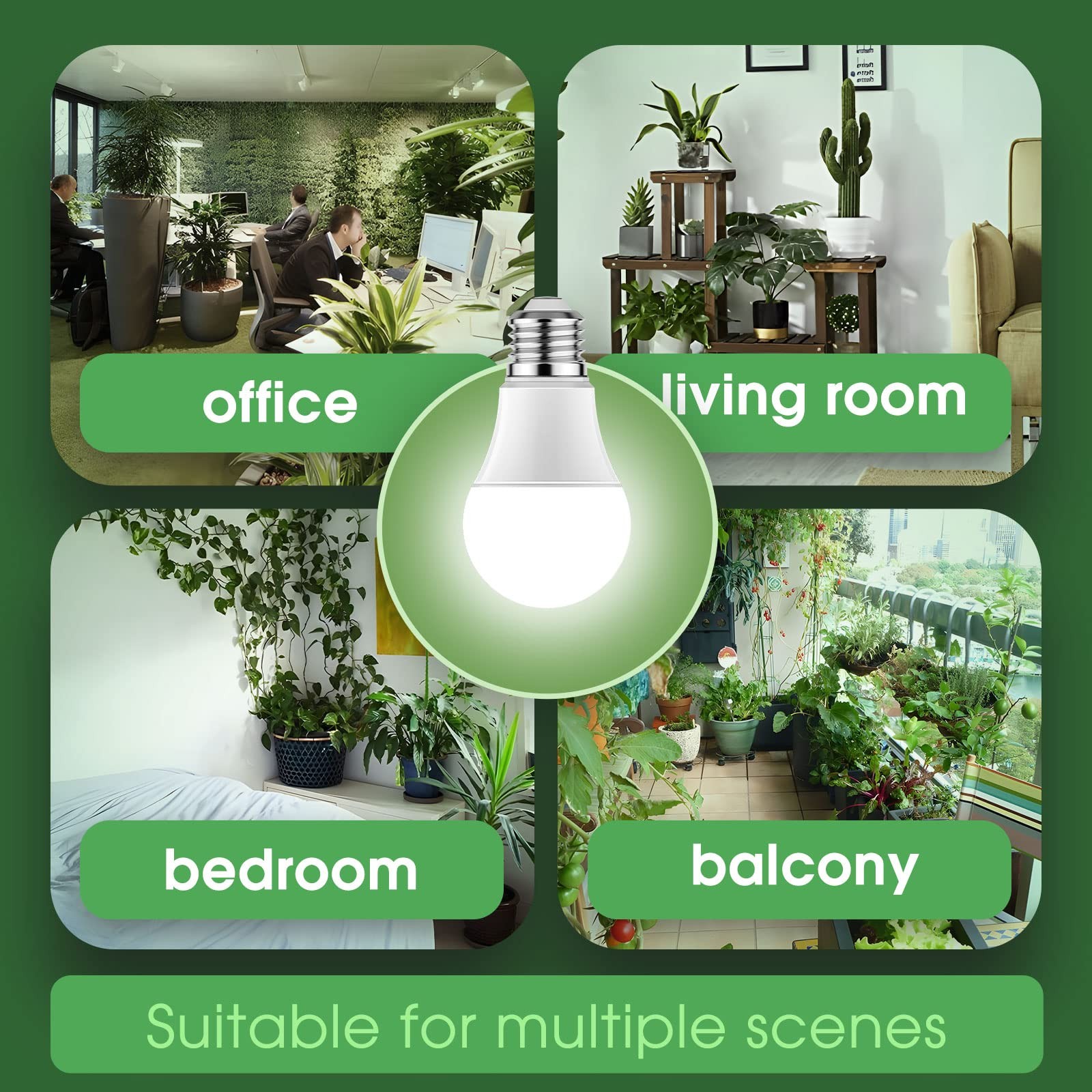 Briignite Grow Light Bulbs, Full Spectrum Bulb, LED White