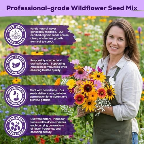 200,000+ Wildflower Seeds Bulk (4oz) – 16 Varieties Perennial & Annual Mix,