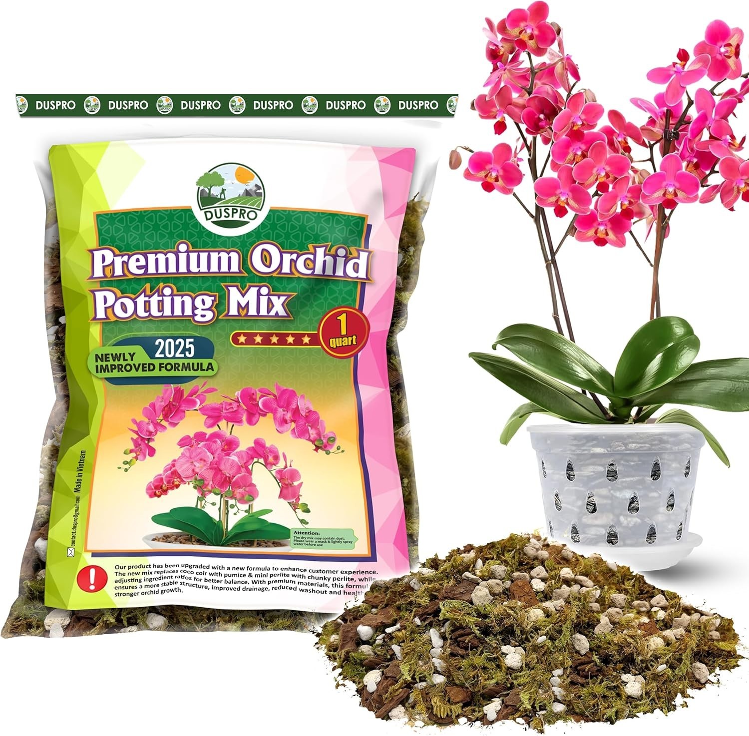 1 Quart Orchid Repotting Soil with Enhanced Drainage – Perfect for Indoor Use