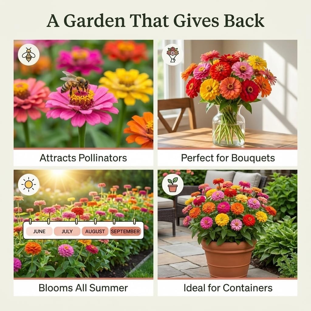 Colorful Zinnia Seeds – GMO-Free, High Germination Rate, Easy Planting Mix