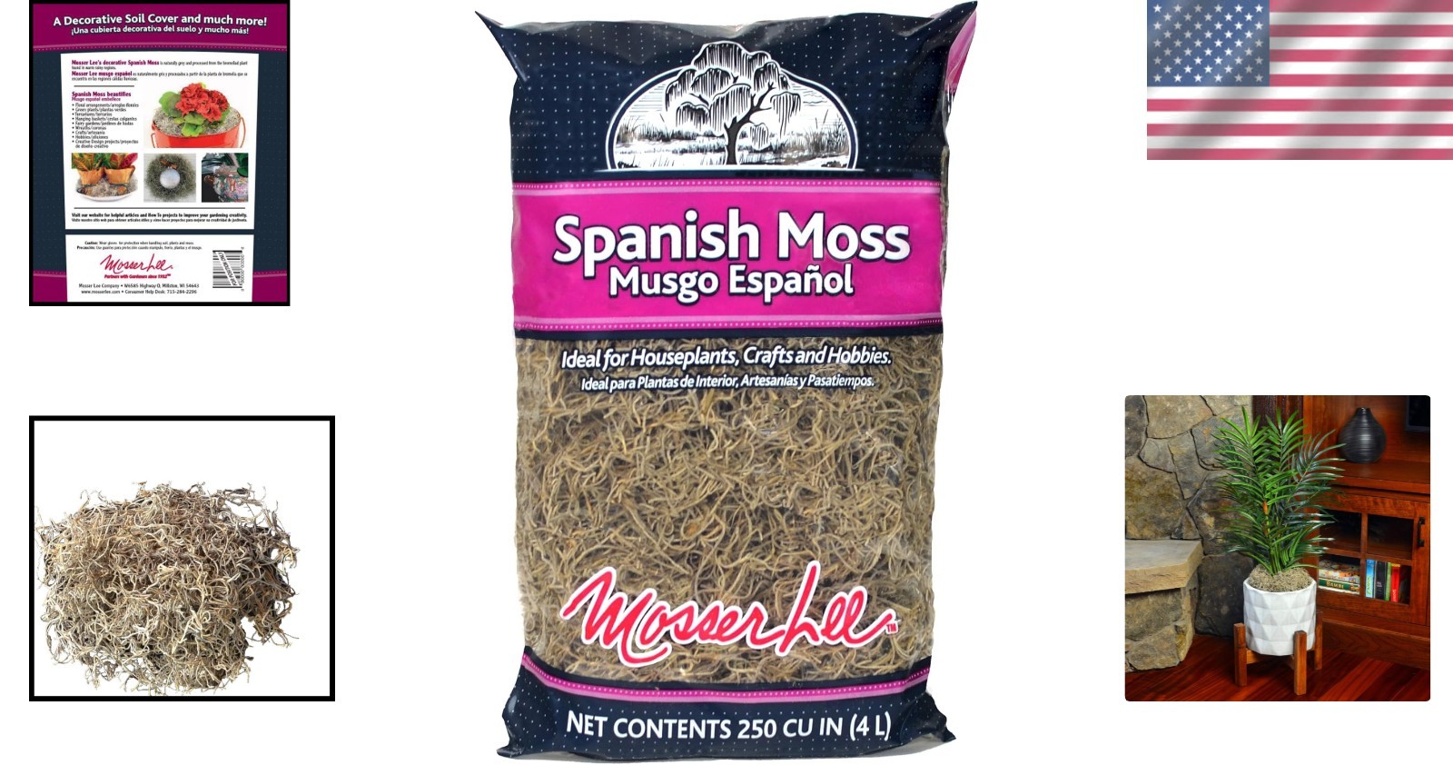 Eco-Friendly Spanish Moss – 250 Cubic Inches for Creative Plant and Craft Uses