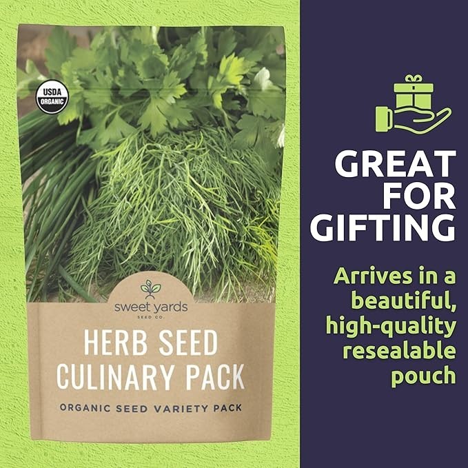 Organic Herb Seeds Variety Pack – 10 Individual Packs – 2026 Season – Basil, Cil