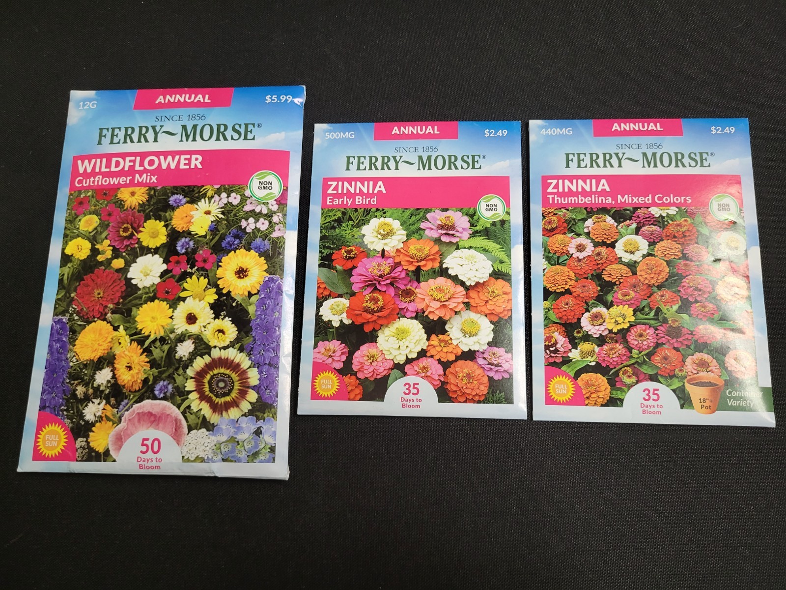 Ferry Morse Wildflower & Zinnia 3 Seed Pack Assortment (2026 Season) New Packs