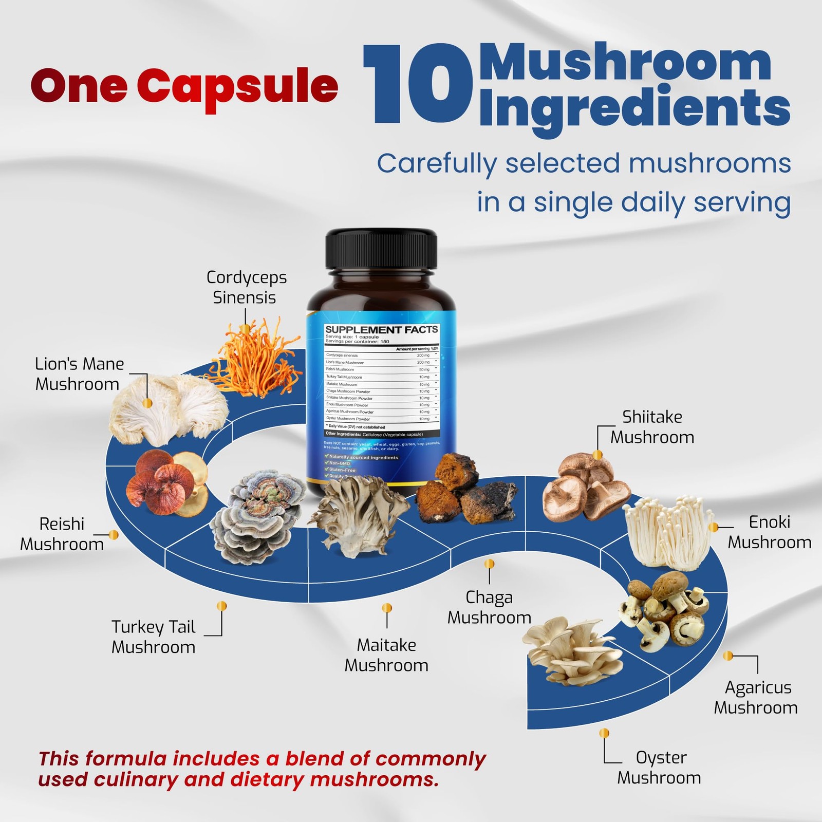 Vegatot Mushroom Complex 150 Count (Pack of 1), 150 1)