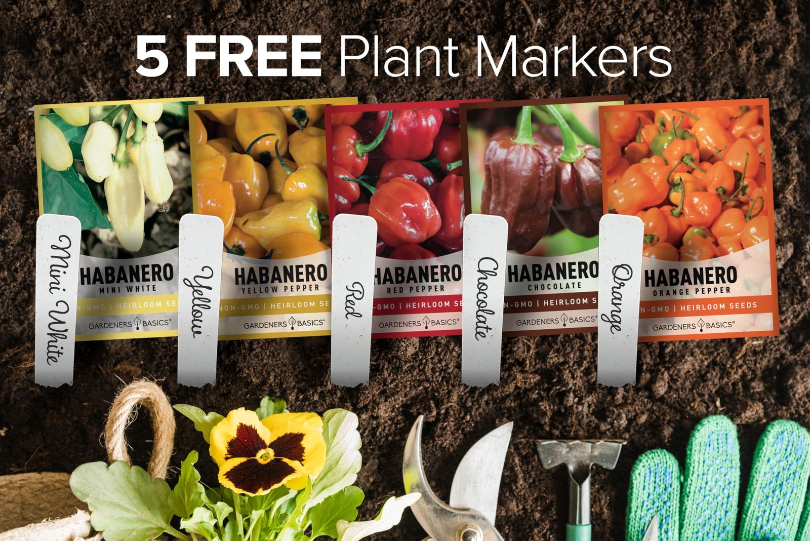 Habanero Pepper Seeds 5 Varieties Hot Orange Red Yellow Chocolate White Heirloom