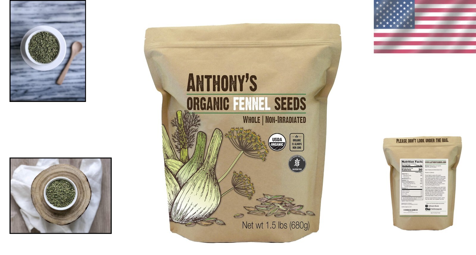 Organic Fennel Seeds, 1.5 lb – Non-GMO, Gluten-Free, High-Quality Spice
