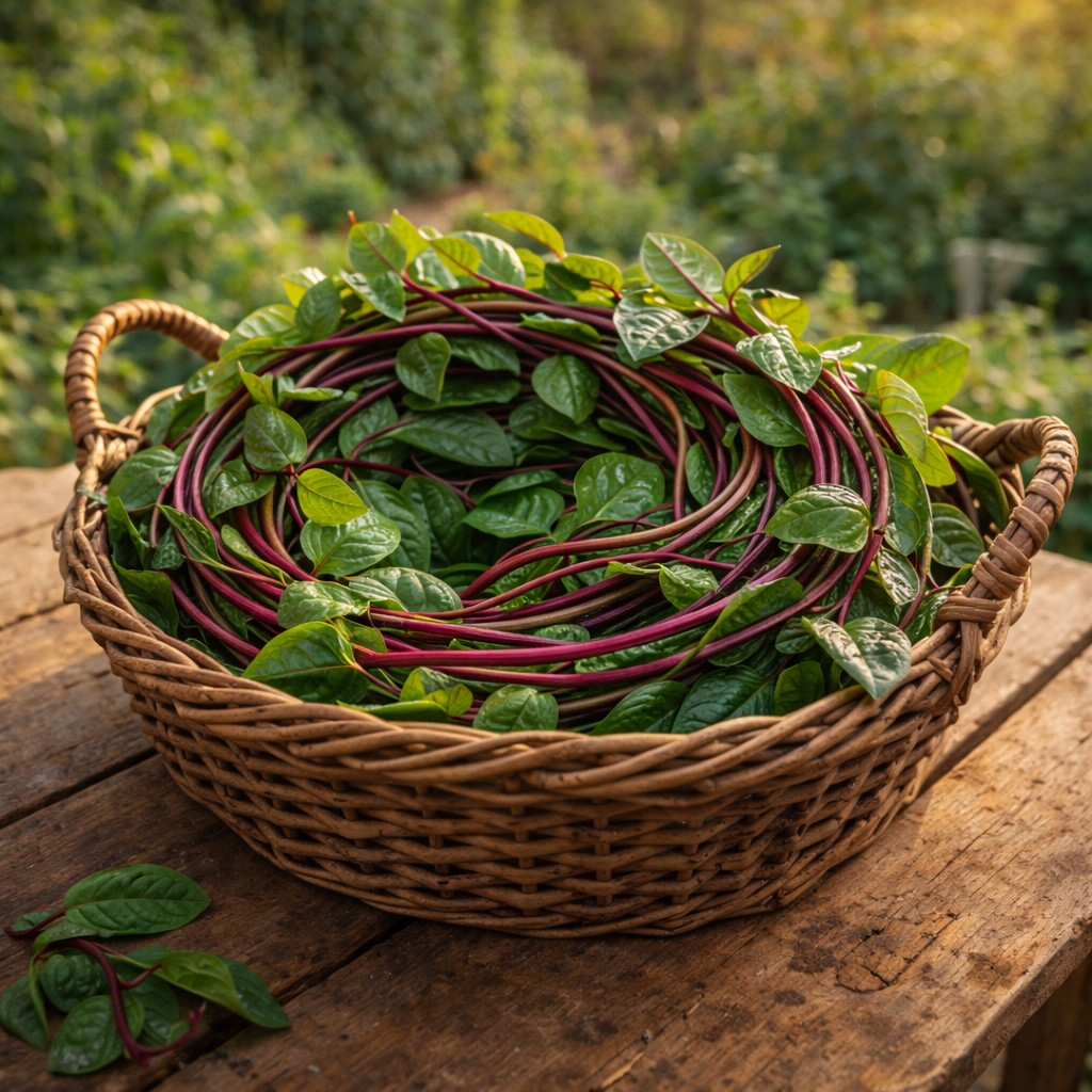 Red Malabar Spinach Seeds Climbing Spinach Vine Edible Red Stem Greens 25 seeds