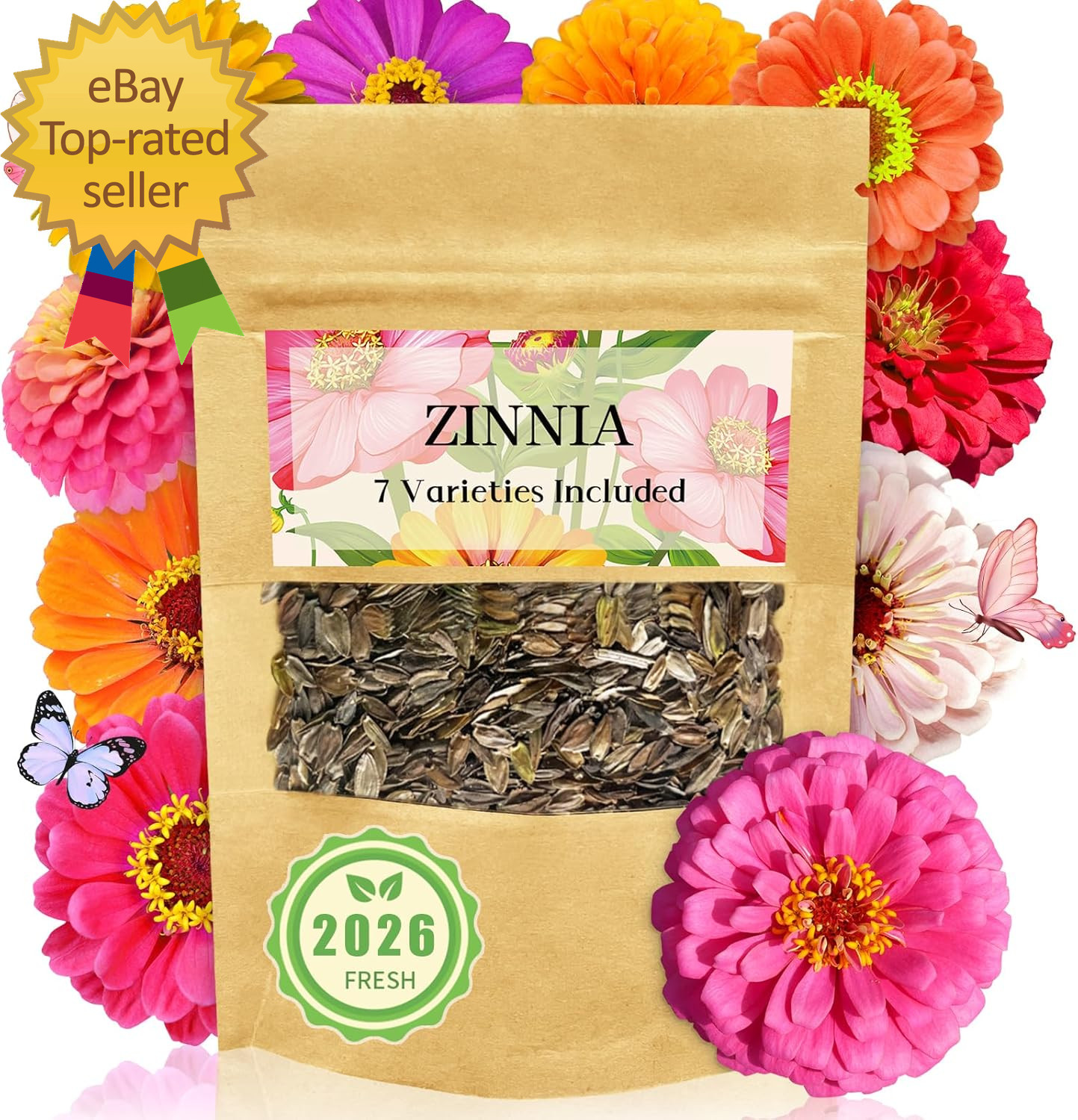 Zinnia Seeds Bulk 5000+ Outdoor Flower for Planting |Giant Zinnia Seeds for