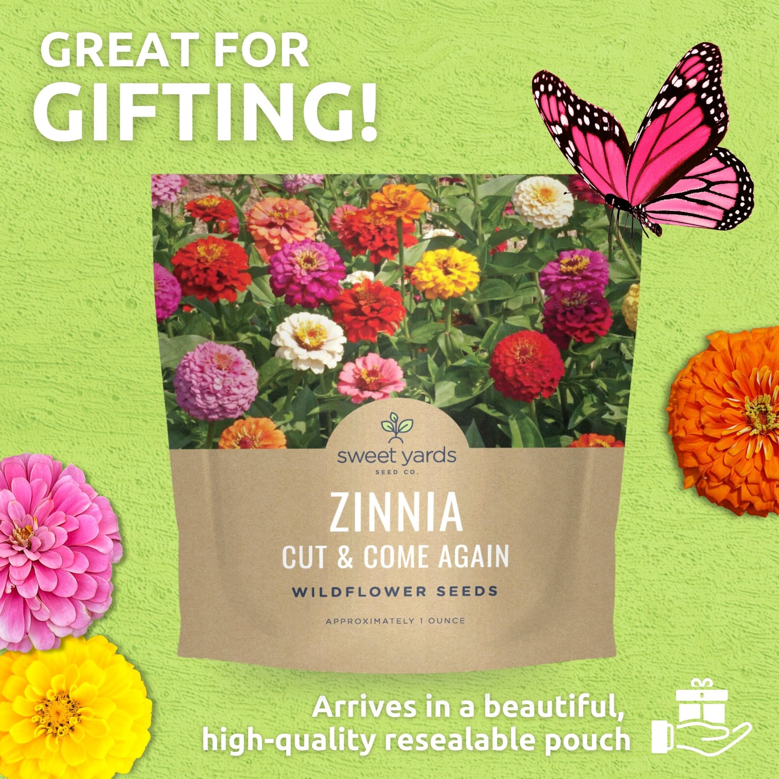 Zinnia Flower Seeds Mix – 4,000 Seeds for Planting – 1 Ounce Packet