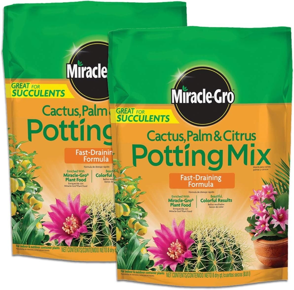 Fast-Draining Cactus and Citrus Potting Mix – 8 Qt. x 2 Pack for Vibrant Plants