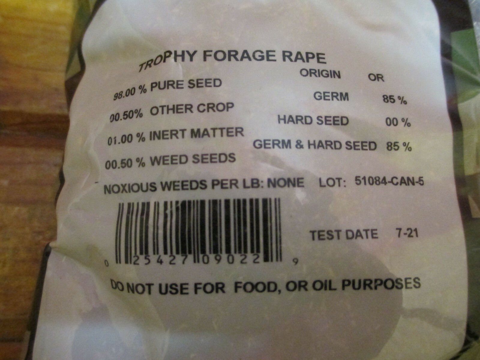 20lbs TROPHY FORAGE RAPE SEED Food Plot Seed For Deer Turkey Excellent No Till