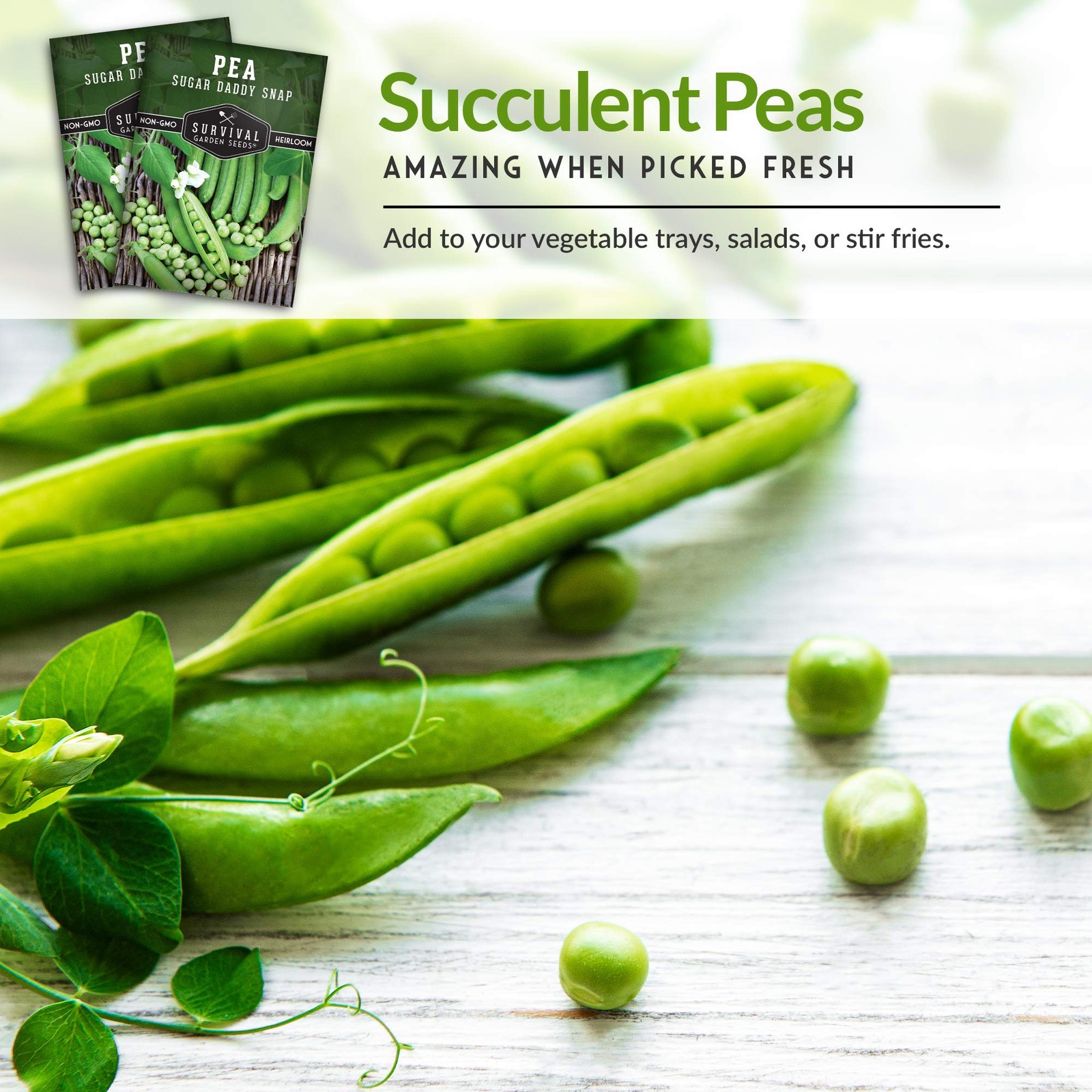 Sugar Daddy Snap Pea Seeds for Planting – Sweet Crisp Peas green