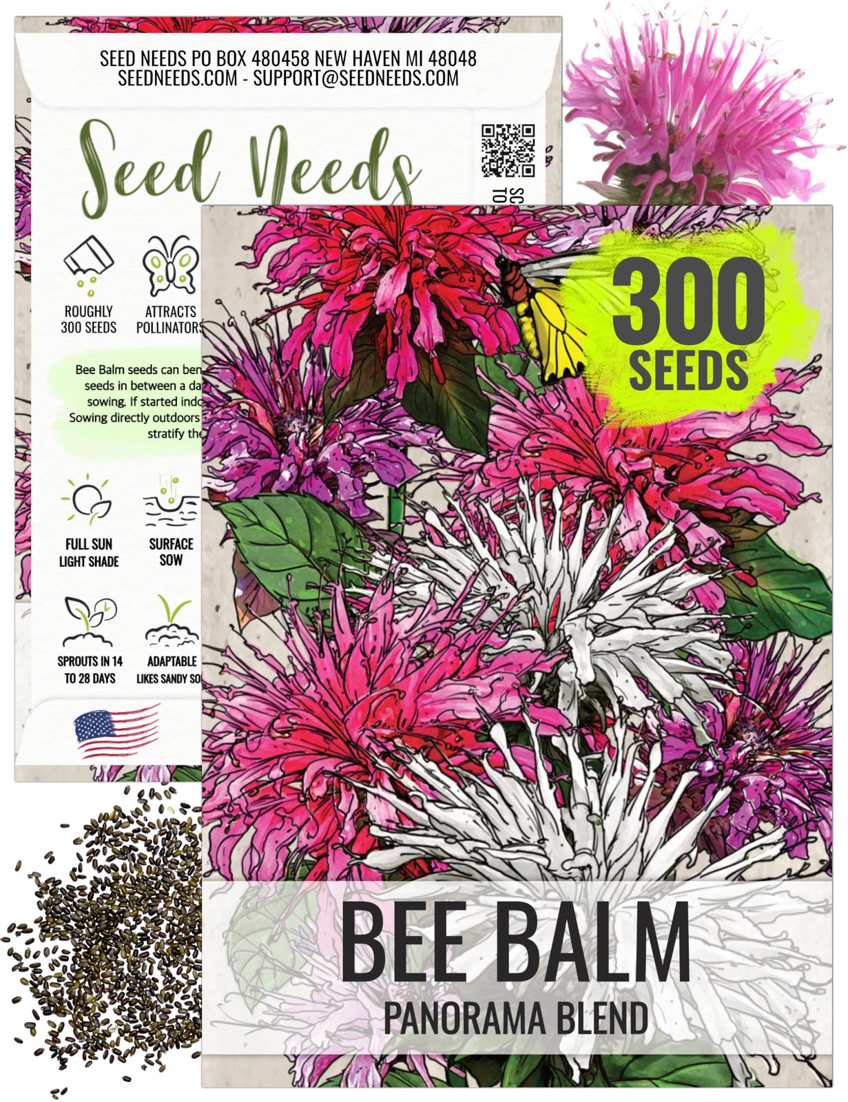Bee Balm Seeds to Plant Panorama Mix Perennial Flowers 1 Pack