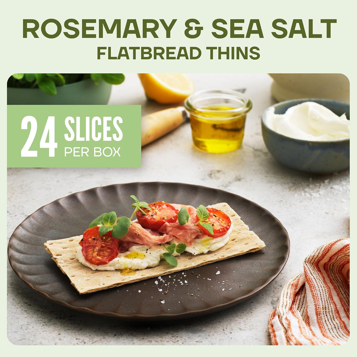 Wasa Rosemary & Sea Salt Flatbread Thins, 6.7 Oz (Pack of 10), Crackers, Non-Gmo