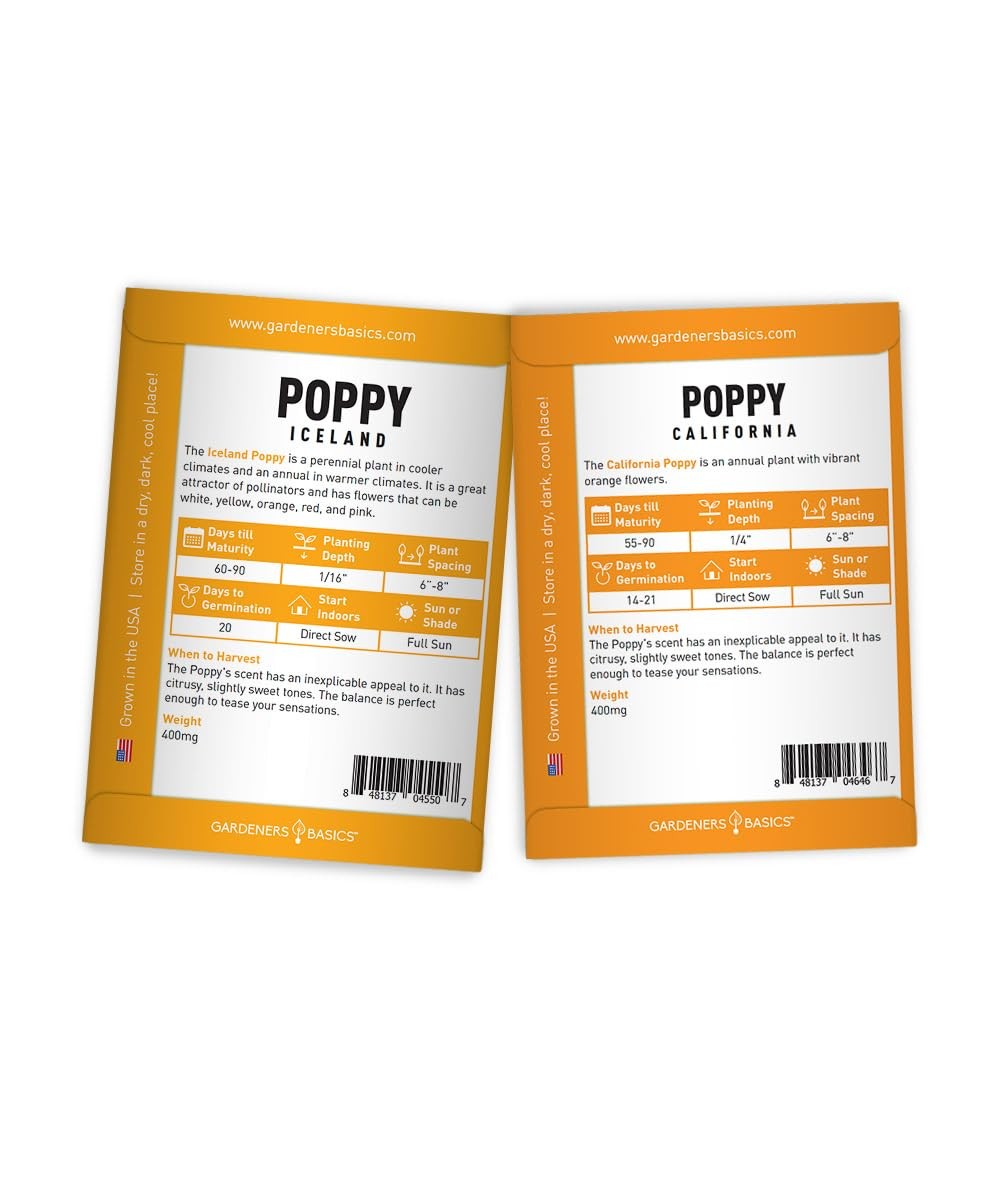 Gardeners Basics Poppy Seeds for Planting Outdoors Flower Seeds (Variety Pack…