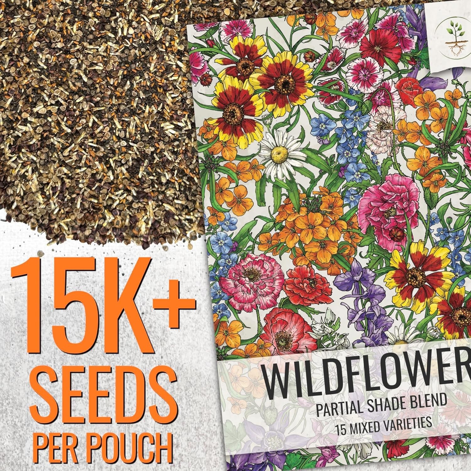 Wildflower Seed Mix – 1 Ounce of 14+ Varieties for Partial Shade Gardens