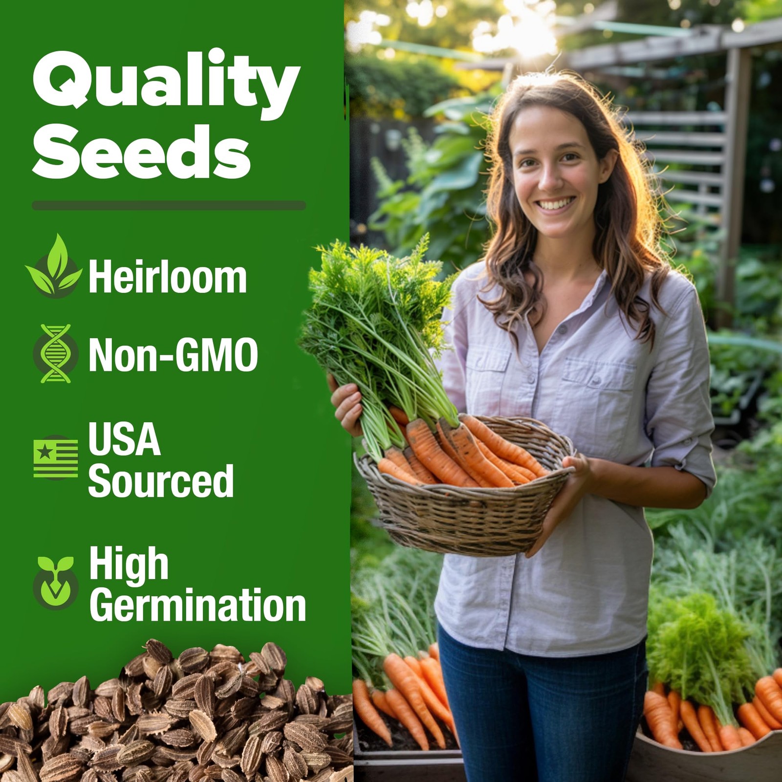HOME GROWN Tendersweet Carrots Seeds 6000+ 2-Pack, Light Brown to Tan