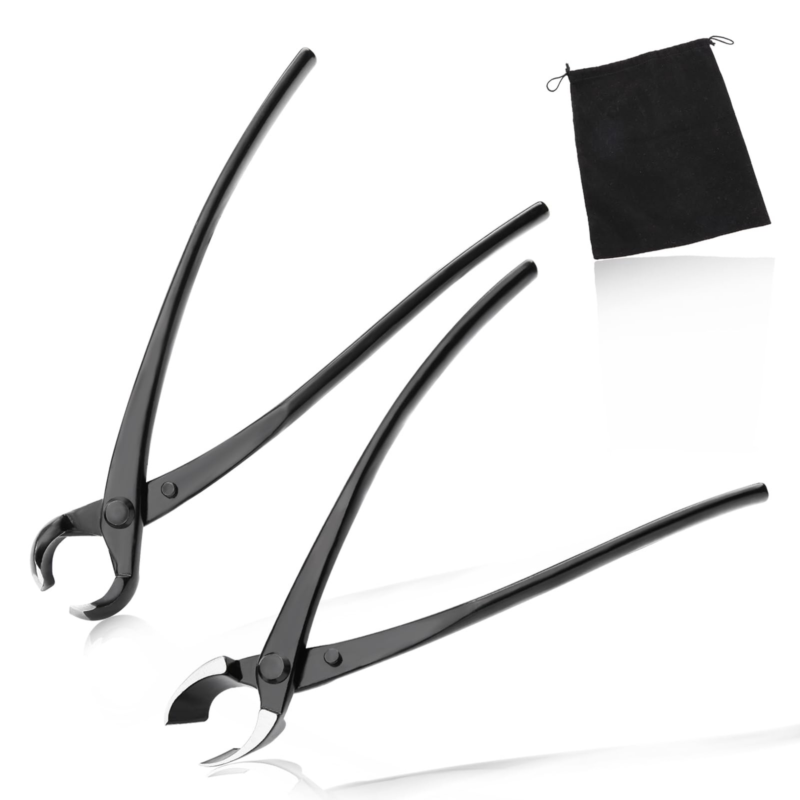 LEONTOOL Bonsai Tool Set – 8″ Concave Cutters and Spherical Knob Black